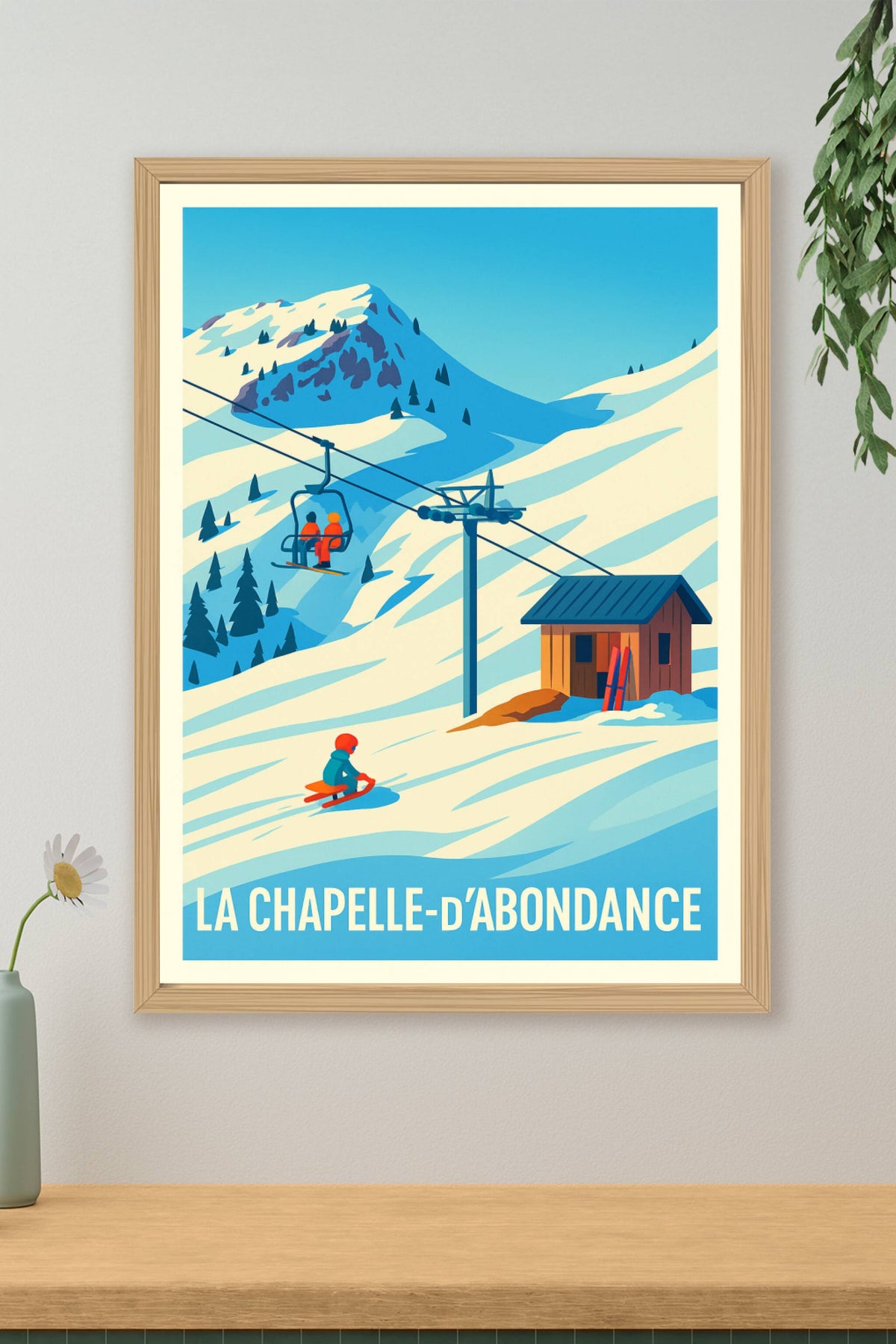 Affiche La Chapelle-d'Abondance — Escapade hivernale au cœur des montagnes · poster d'art de La Chapelle-d'Abondance