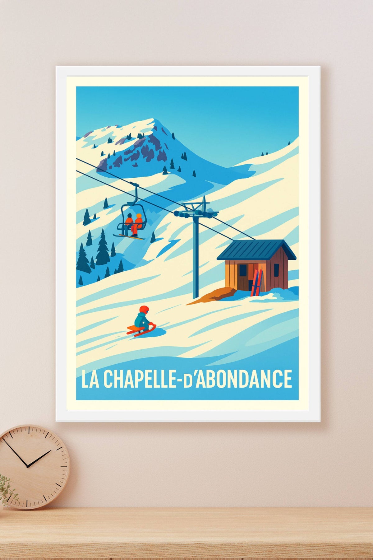 Affiche La Chapelle-d'Abondance — Escapade hivernale au cœur des montagnes · poster d'art de La Chapelle-d'Abondance