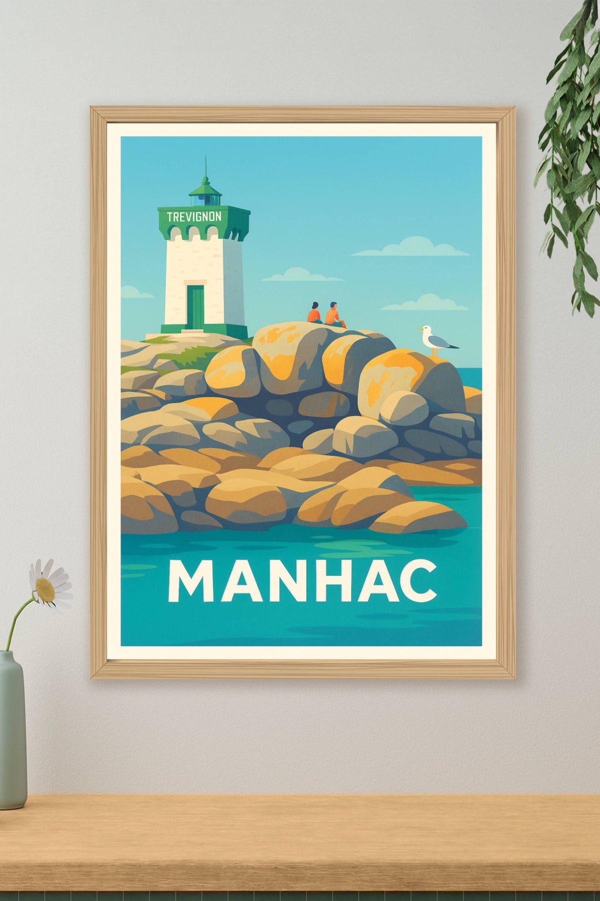 Affiche Manhac — L'évasion marine au phare de Trévignon · poster d'art de Manhac