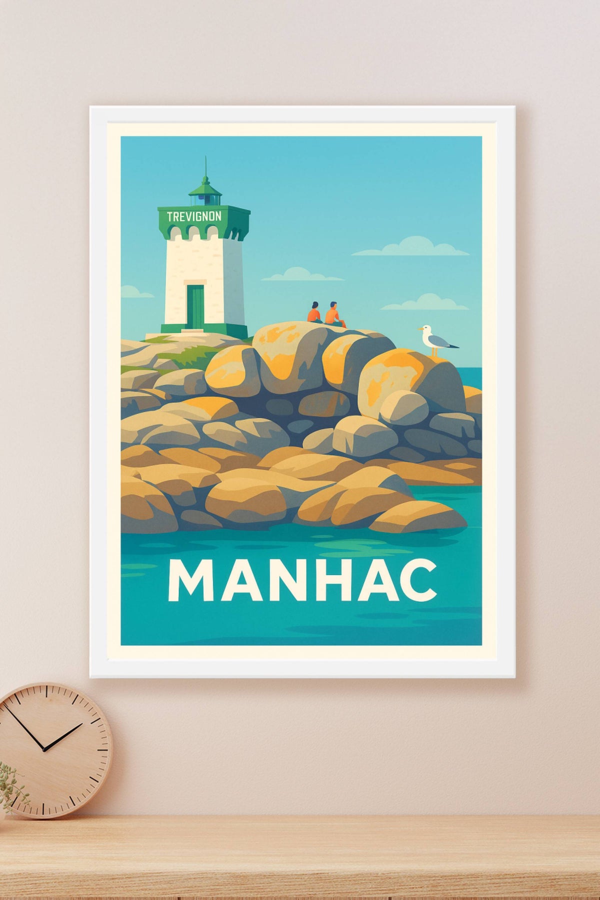 Affiche Manhac — L'évasion marine au phare de Trévignon · poster d'art de Manhac