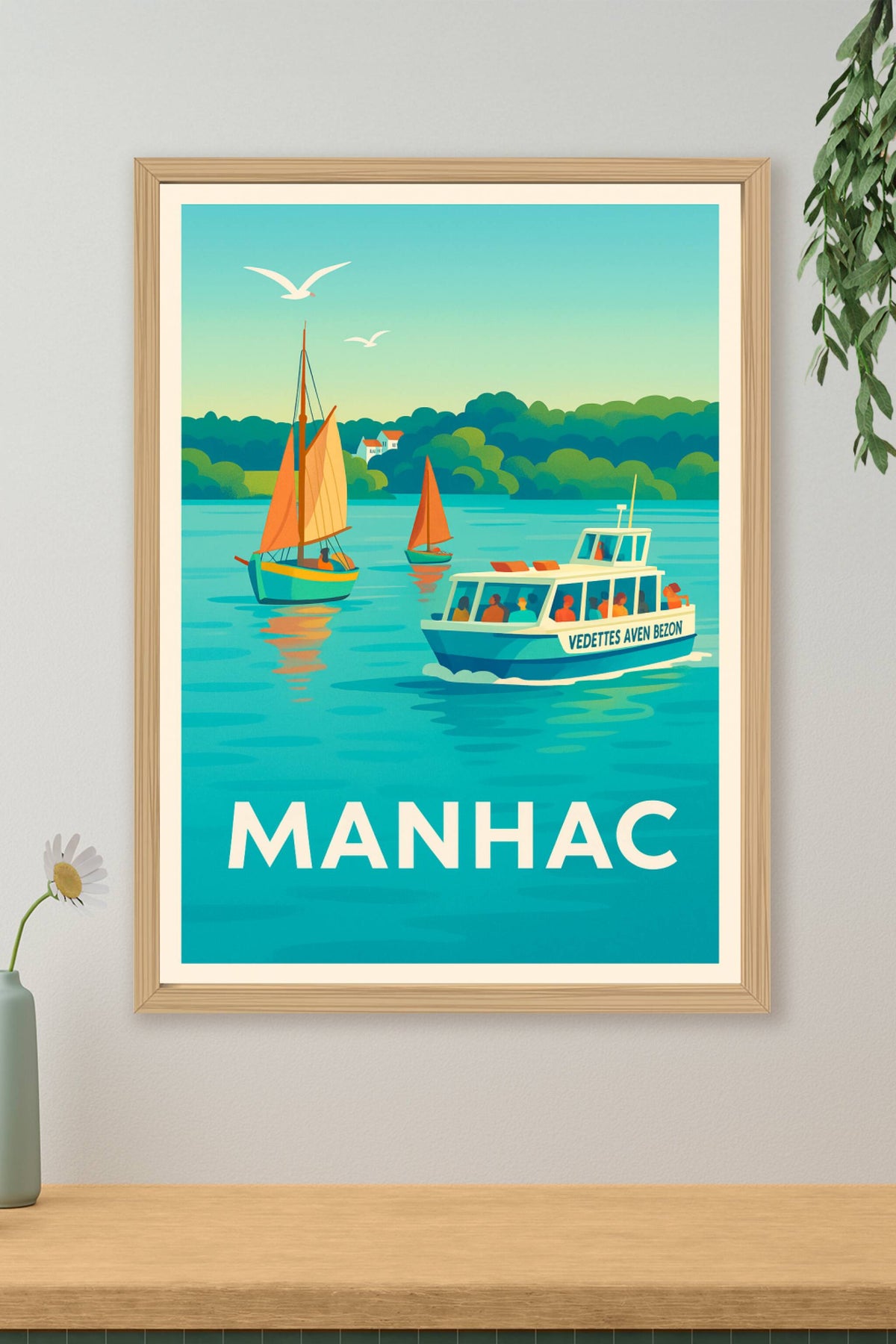 Affiche Manhac — Escapade paisible sur l'eau · poster d'art de Manhac