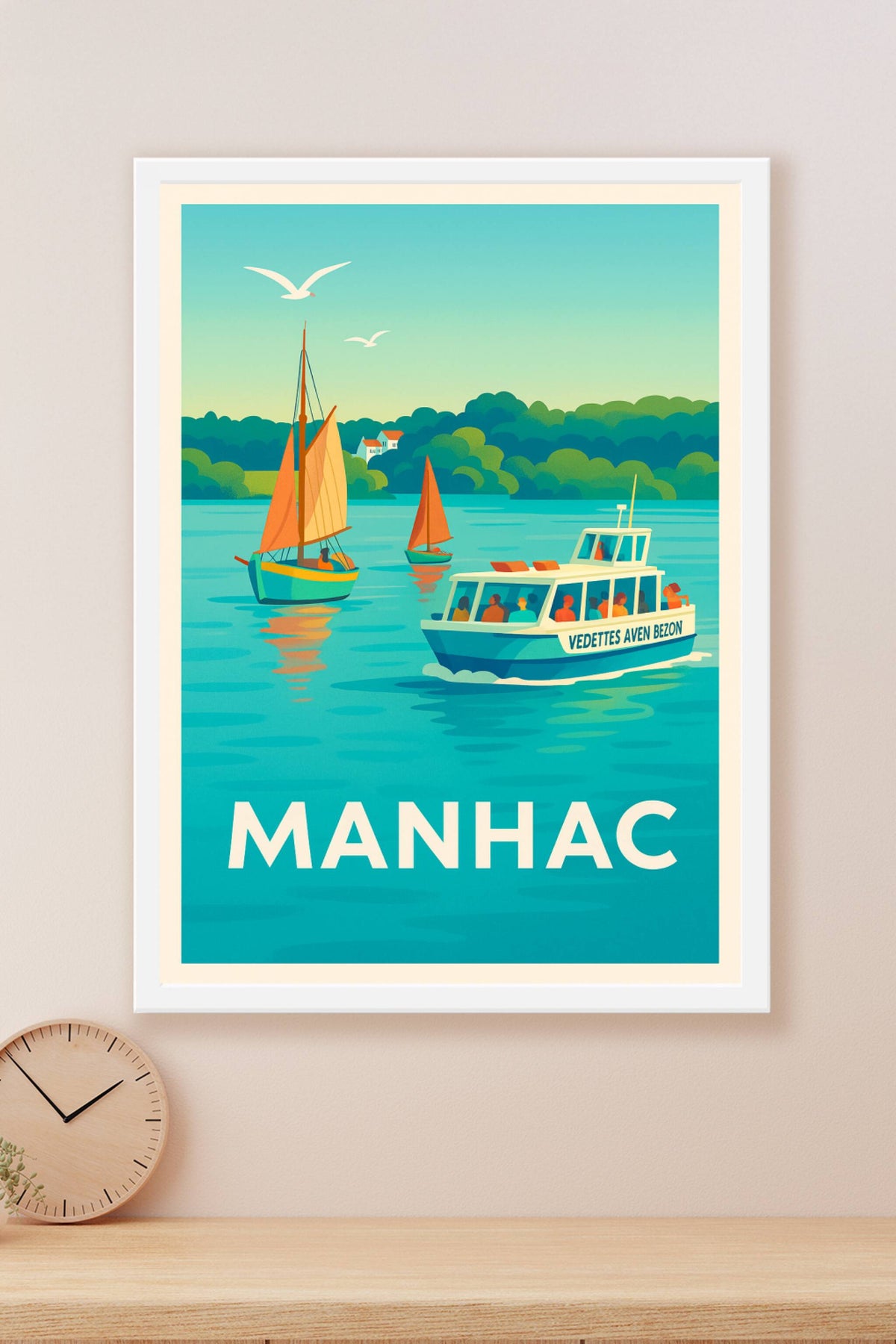 Affiche Manhac — Escapade paisible sur l'eau · poster d'art de Manhac
