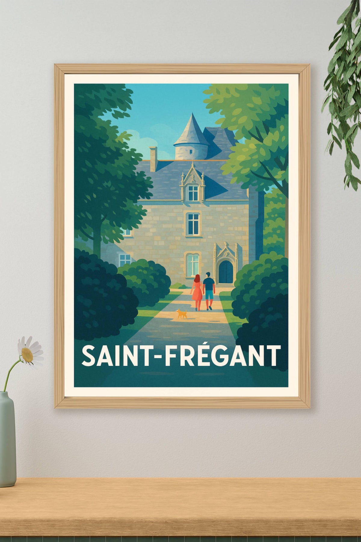 Affiche Saint-Frégant — Promenade romantique au château · poster d'art de Saint-Frégant