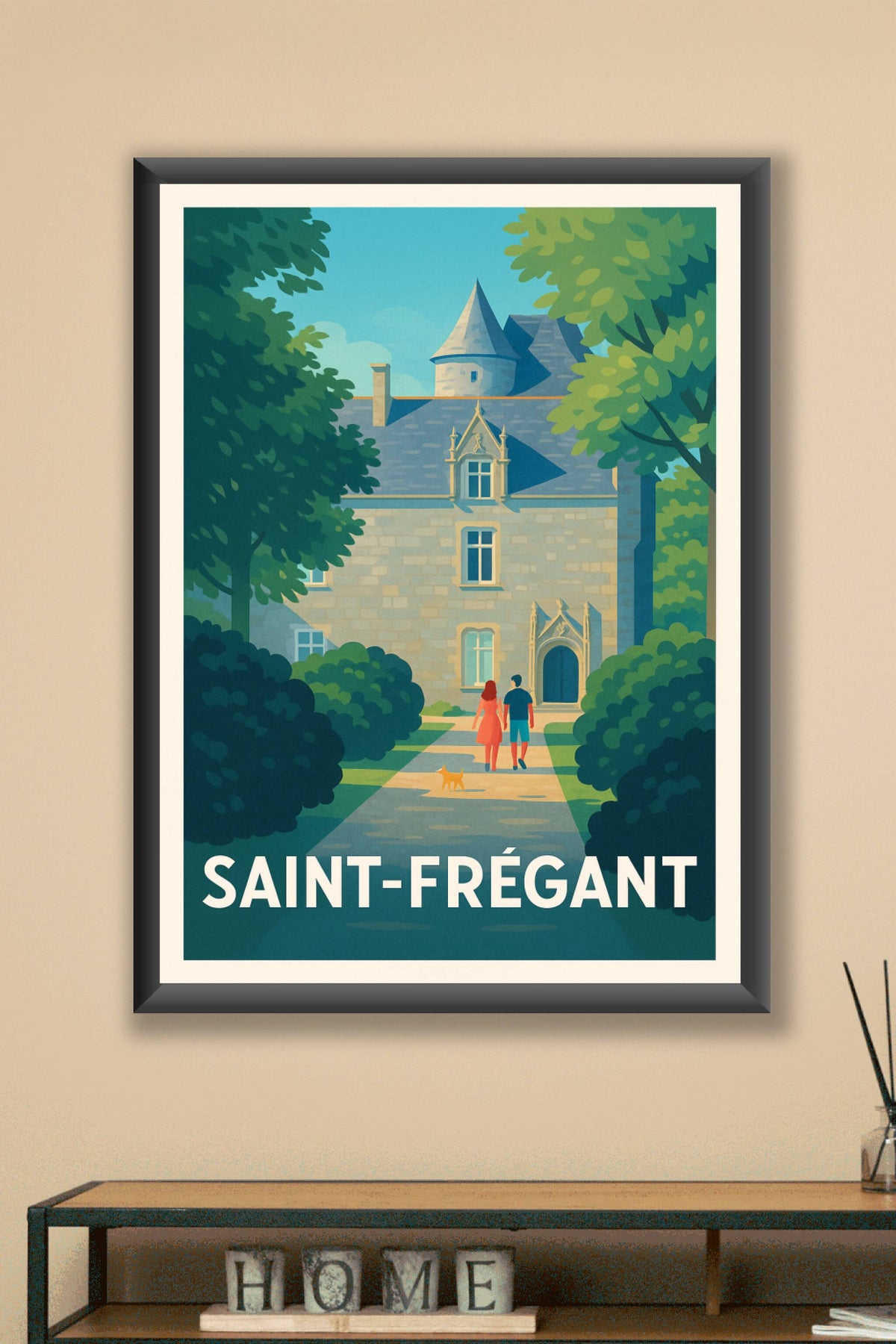 Affiche Saint-Frégant — Promenade romantique au château · poster d'art de Saint-Frégant