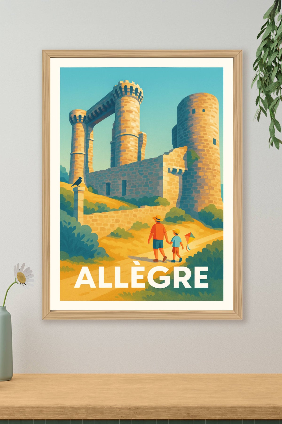 Affiche Allègre — Découvrez la magie médiévale en famille · poster d'art de Allègre