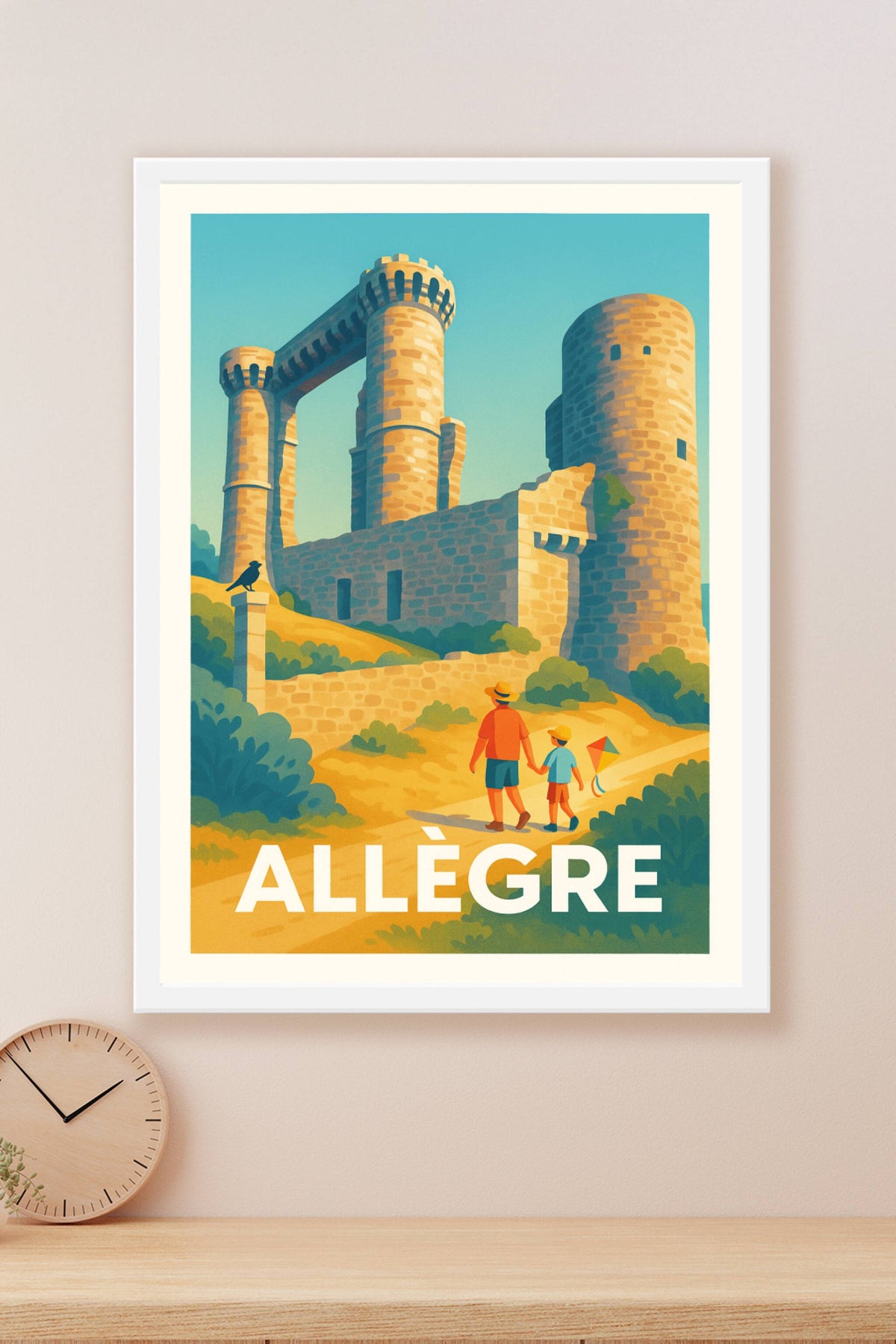 Affiche Allègre — Découvrez la magie médiévale en famille · poster d'art de Allègre