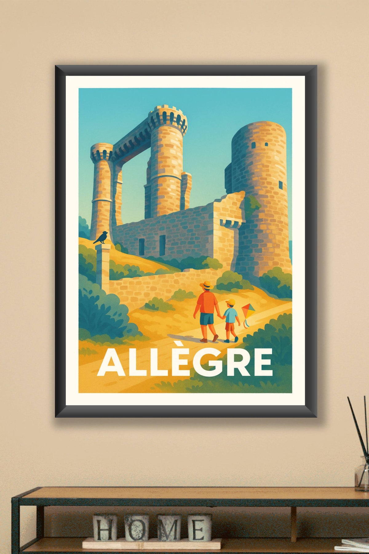 Affiche Allègre — Découvrez la magie médiévale en famille · poster d'art de Allègre