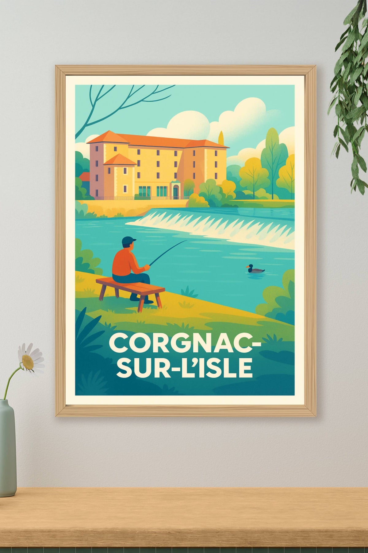 Affiche Cognac-sur-l'Isle — Sérénité au fil de l'eau · poster d'art de Cognac-sur-l'Isle