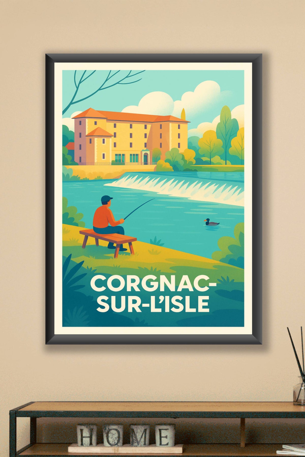 Affiche Cognac-sur-l'Isle — Sérénité au fil de l'eau · poster d'art de Cognac-sur-l'Isle
