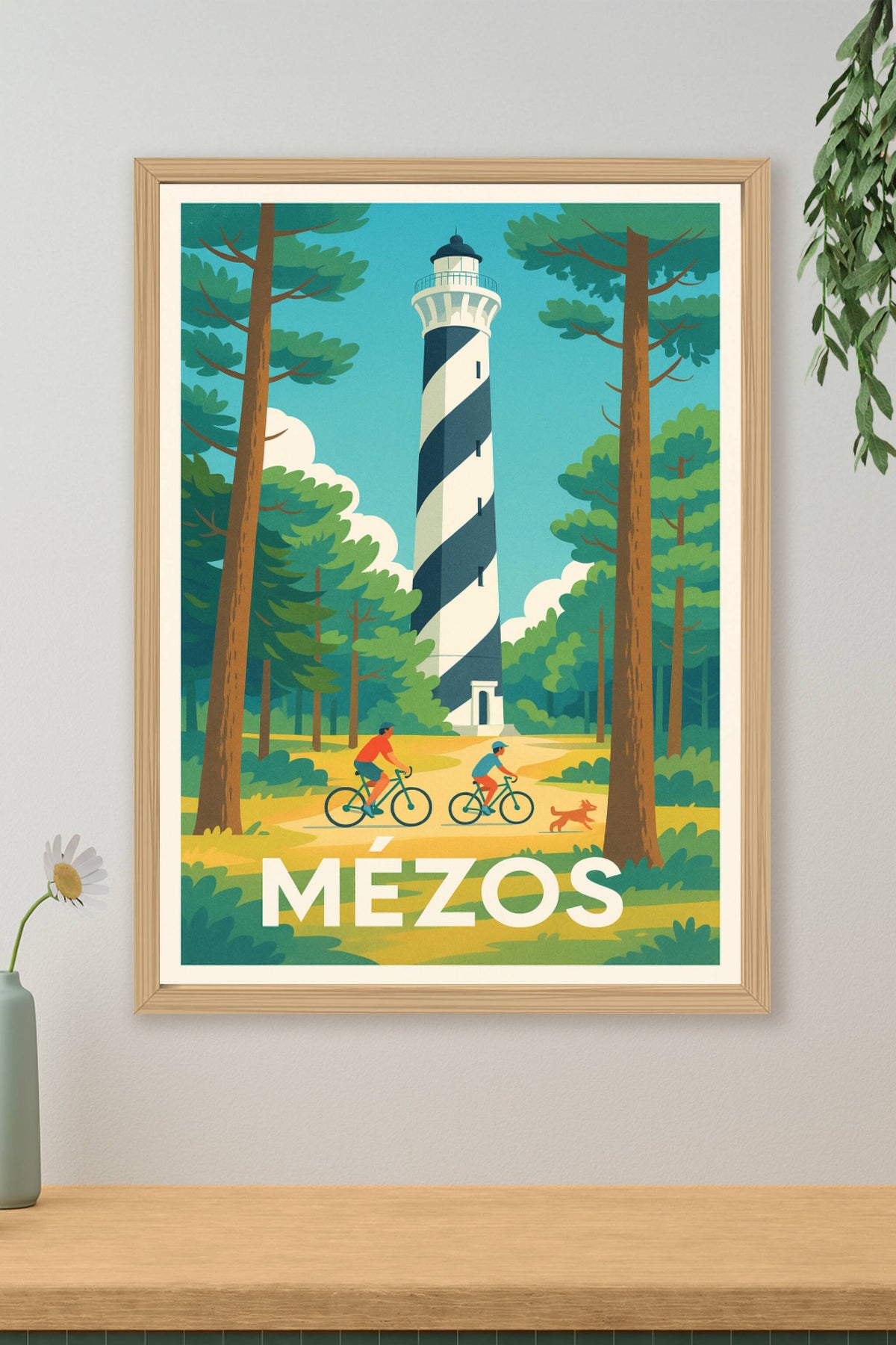 Affiche Mézos — L'évasion entre nature et phare emblématique · poster d'art de Mézos