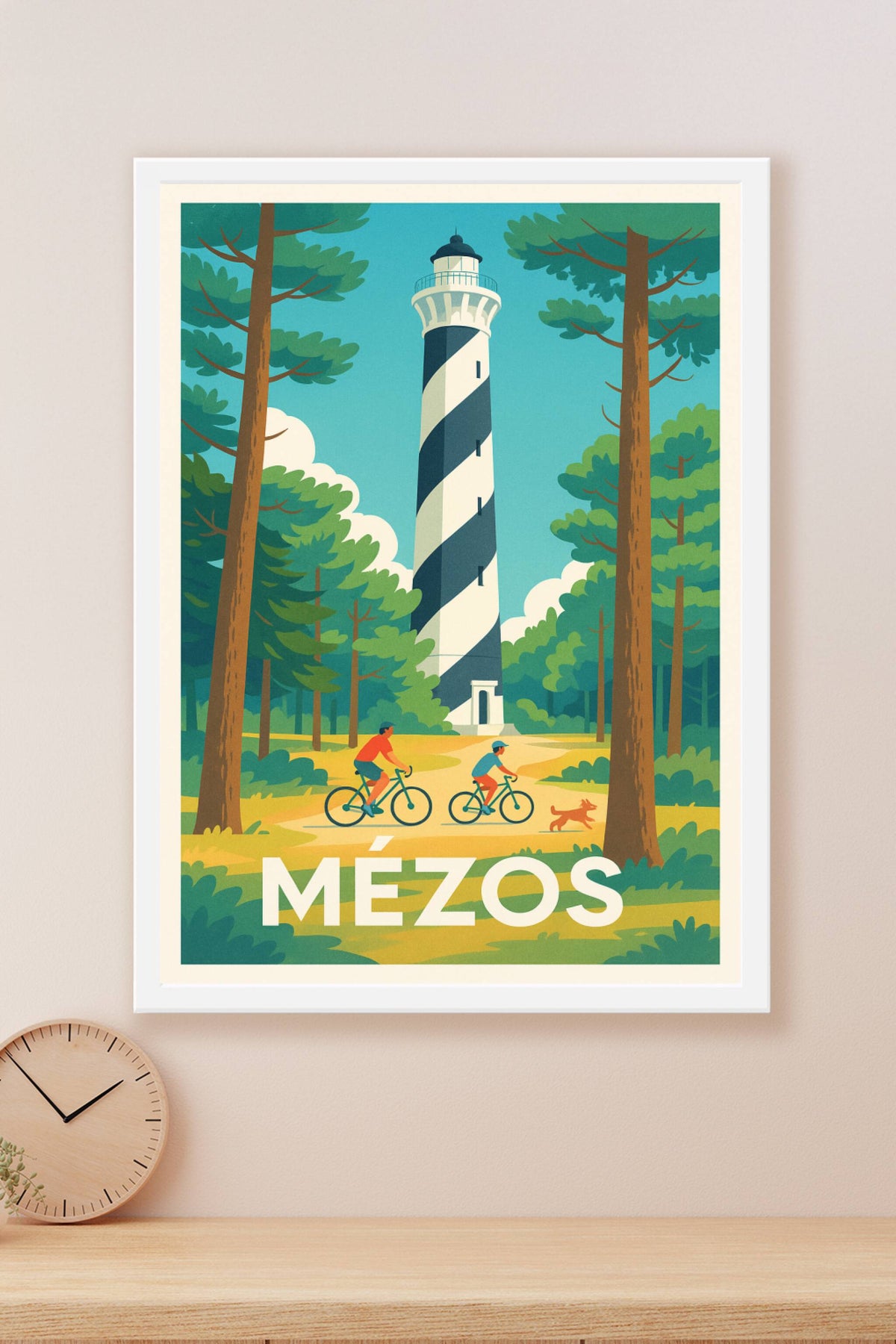 Affiche Mézos — L'évasion entre nature et phare emblématique · poster d'art de Mézos