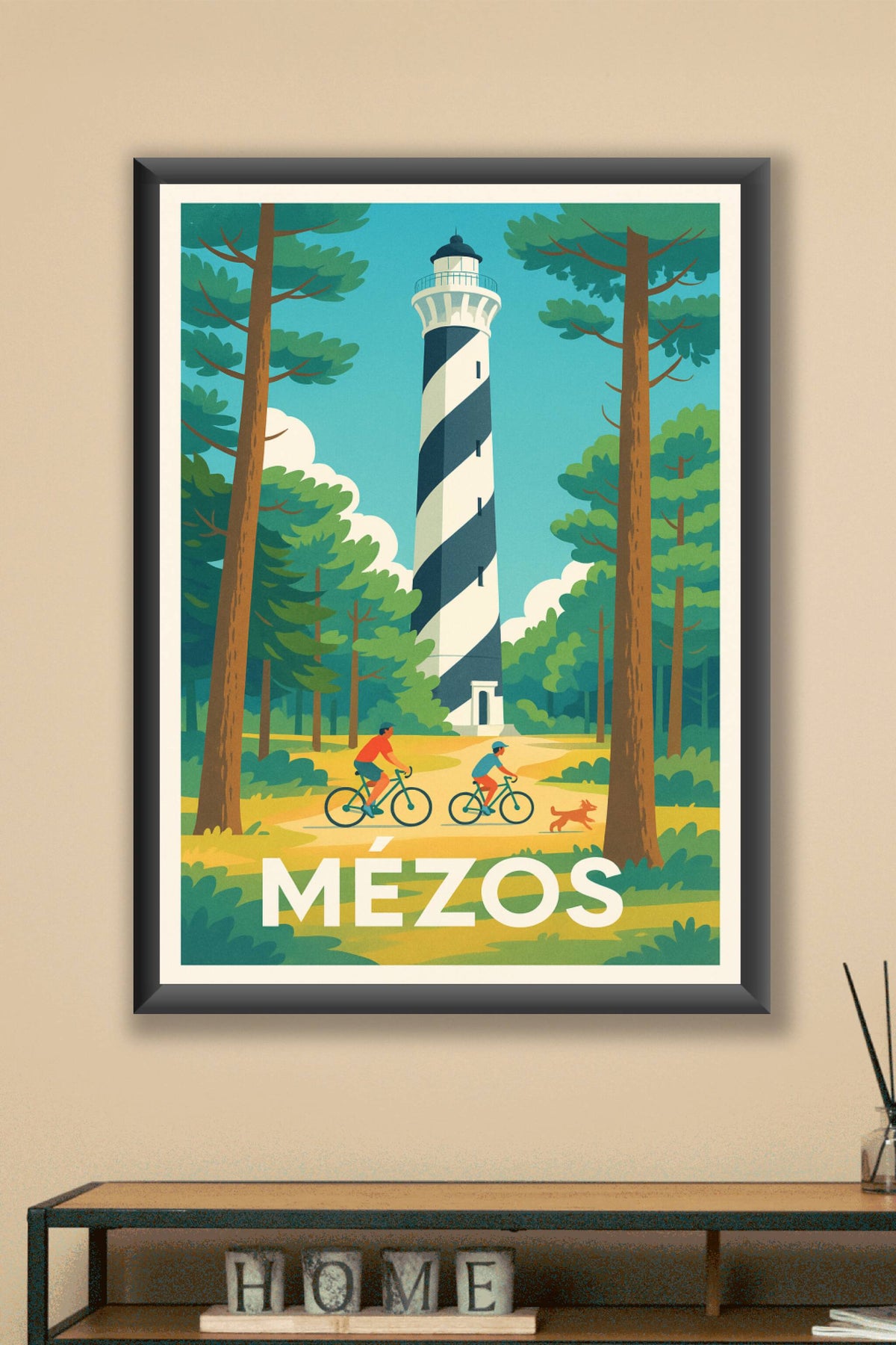 Affiche Mézos — L'évasion entre nature et phare emblématique · poster d'art de Mézos