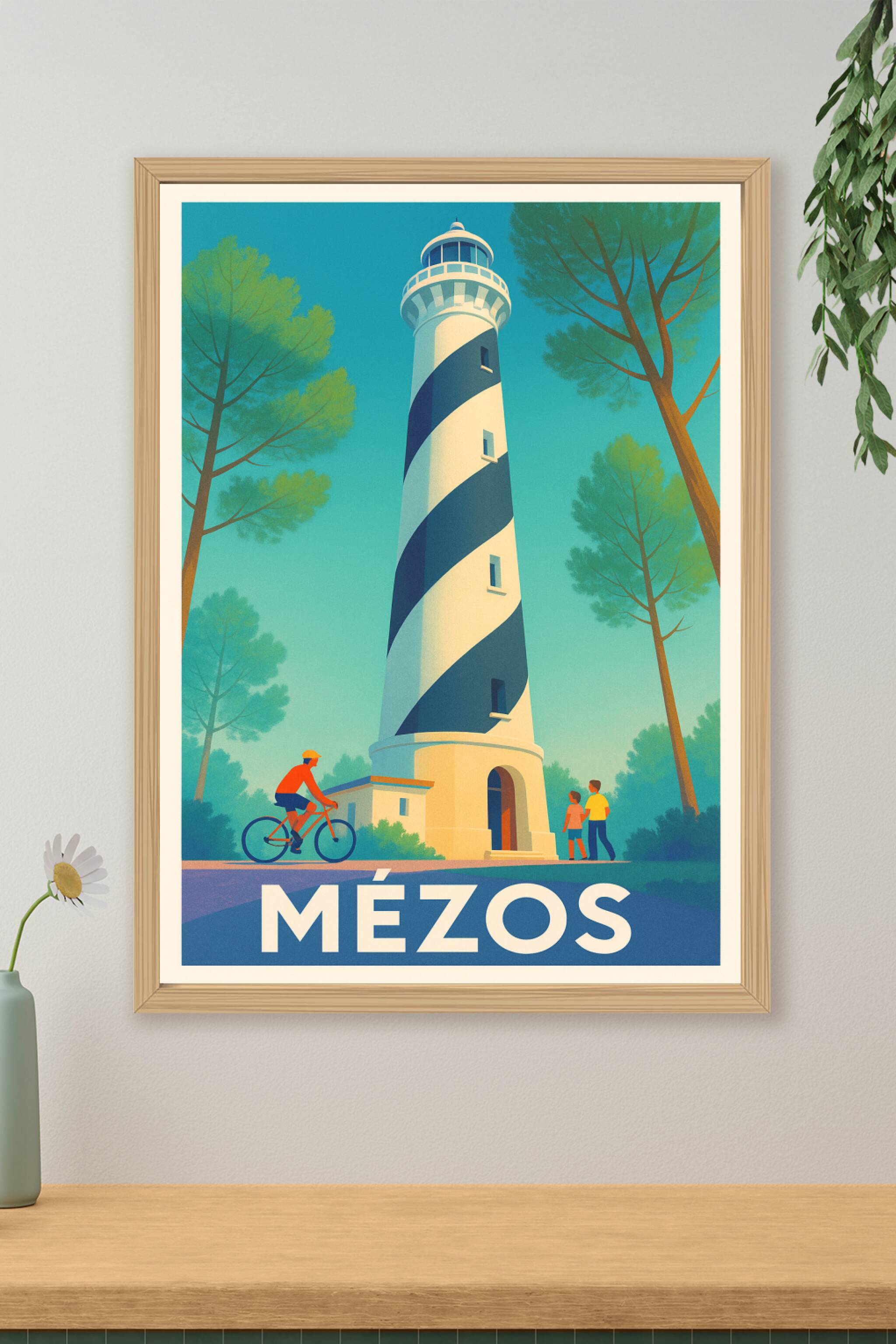 Affiche de Mézos - L'élégance du phare emblématique