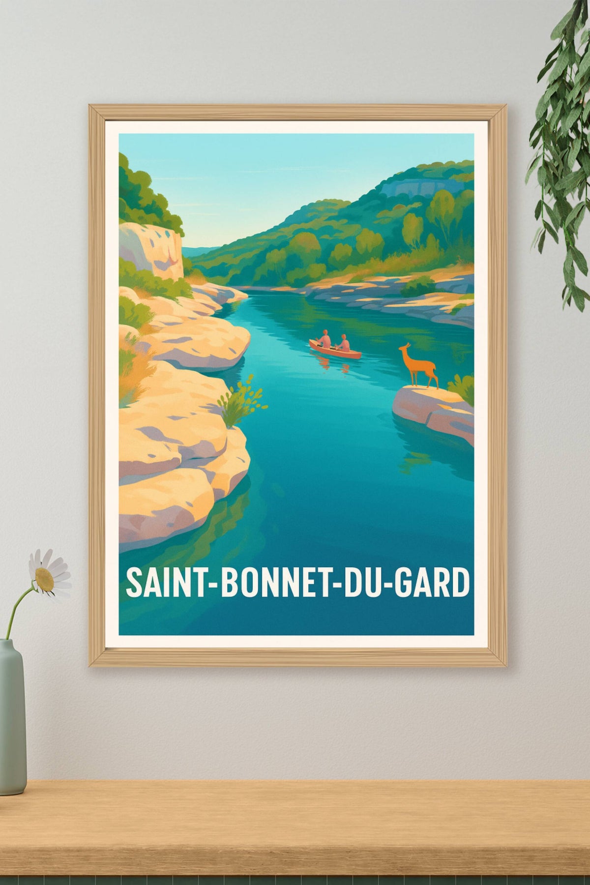 Affiche Saint-Bonnet-du-Gard — Sérénité au fil de l'eau · poster d'art de Saint-Bonnet-du-Gard
