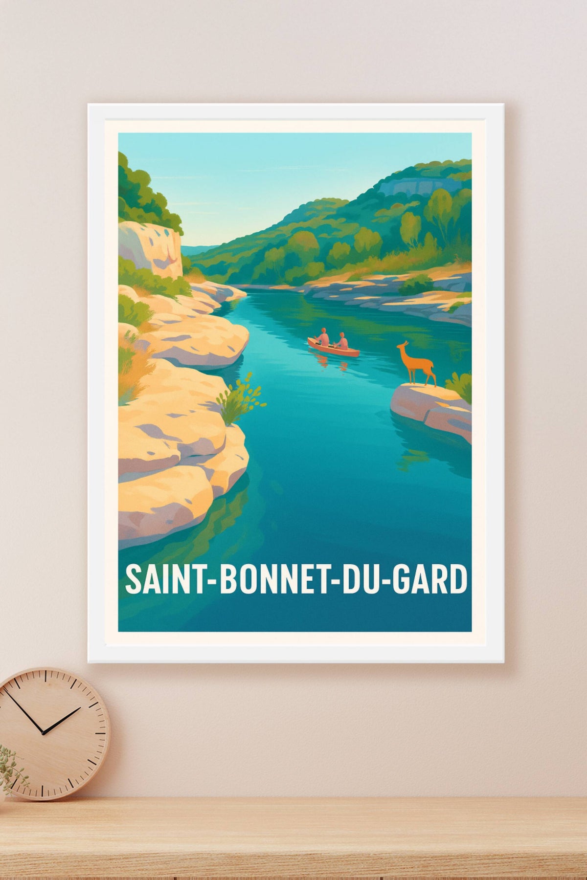 Affiche Saint-Bonnet-du-Gard — Sérénité au fil de l'eau · poster d'art de Saint-Bonnet-du-Gard