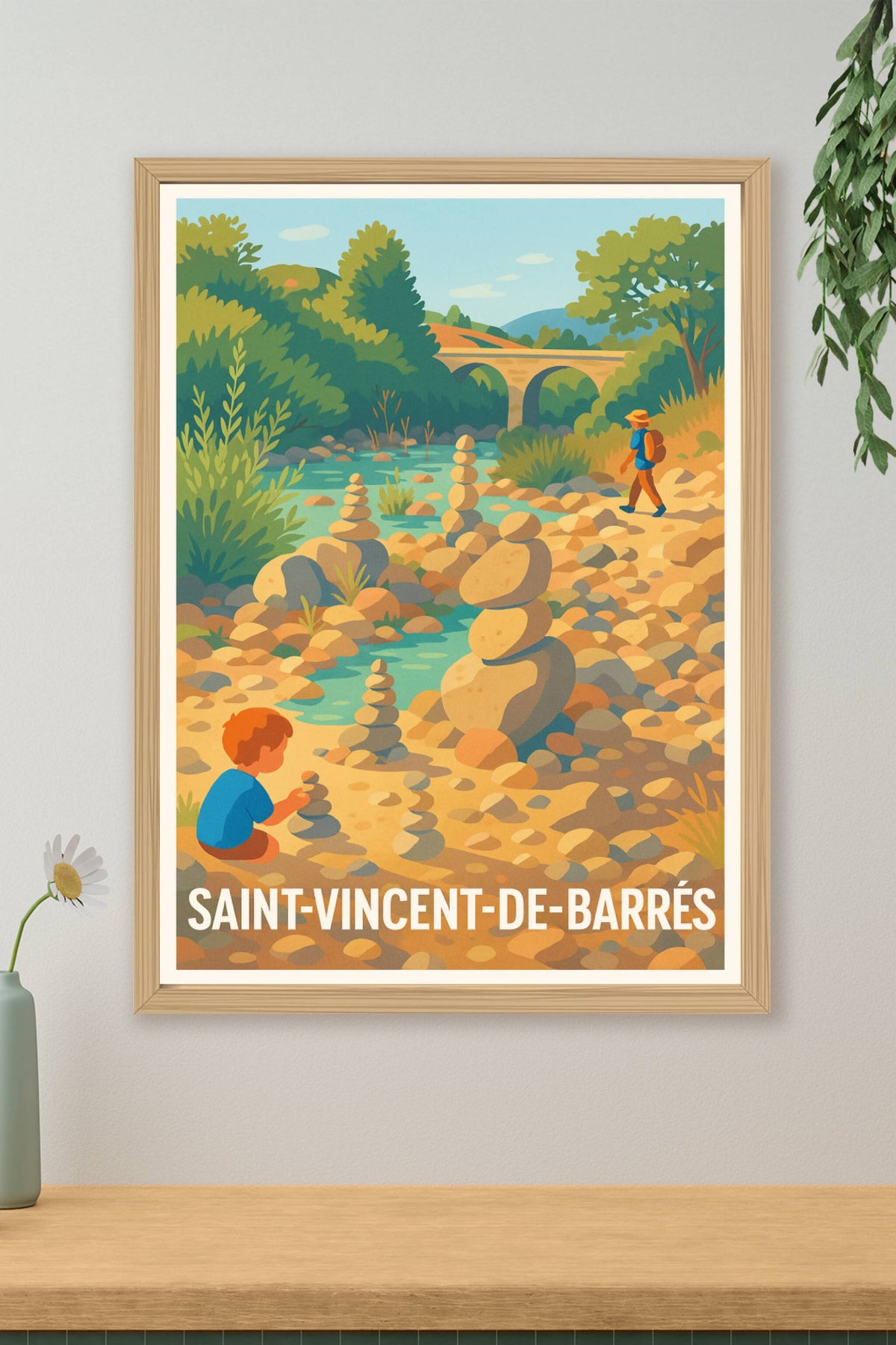 Affiche Saint-Vincent-de-Barrés — Sérénité au fil de la rivière · poster d'art de Saint-Vincent-de-Barrés