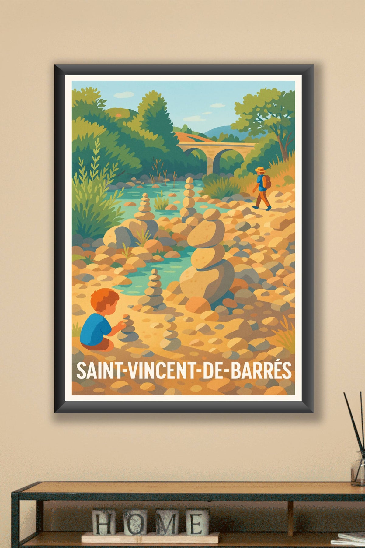 Affiche Saint-Vincent-de-Barrés — Sérénité au fil de la rivière · poster d'art de Saint-Vincent-de-Barrés