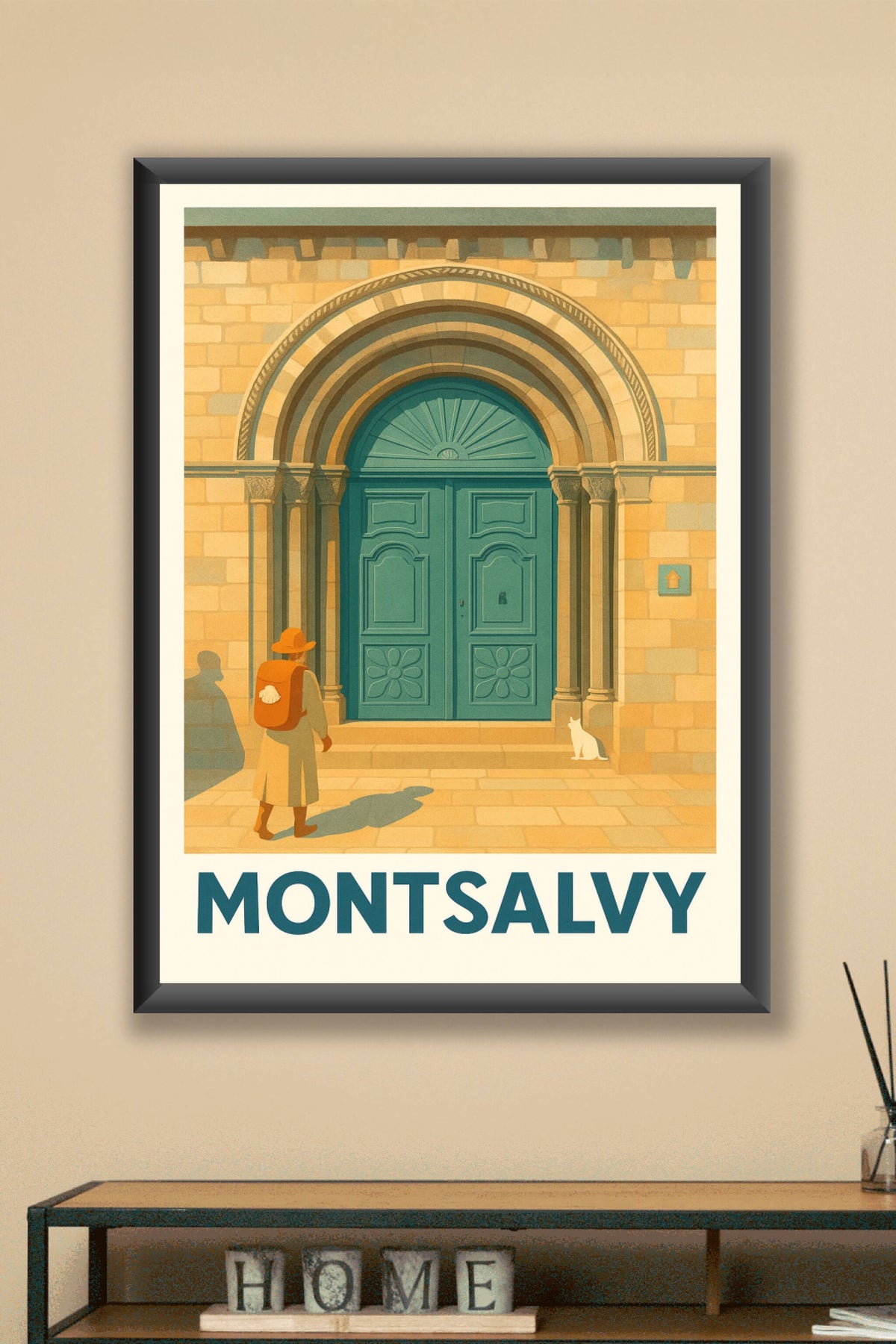 Affiche Montsalvy — L'invitation mystérieuse d'une porte ancienne · poster d'art de Montsalvy