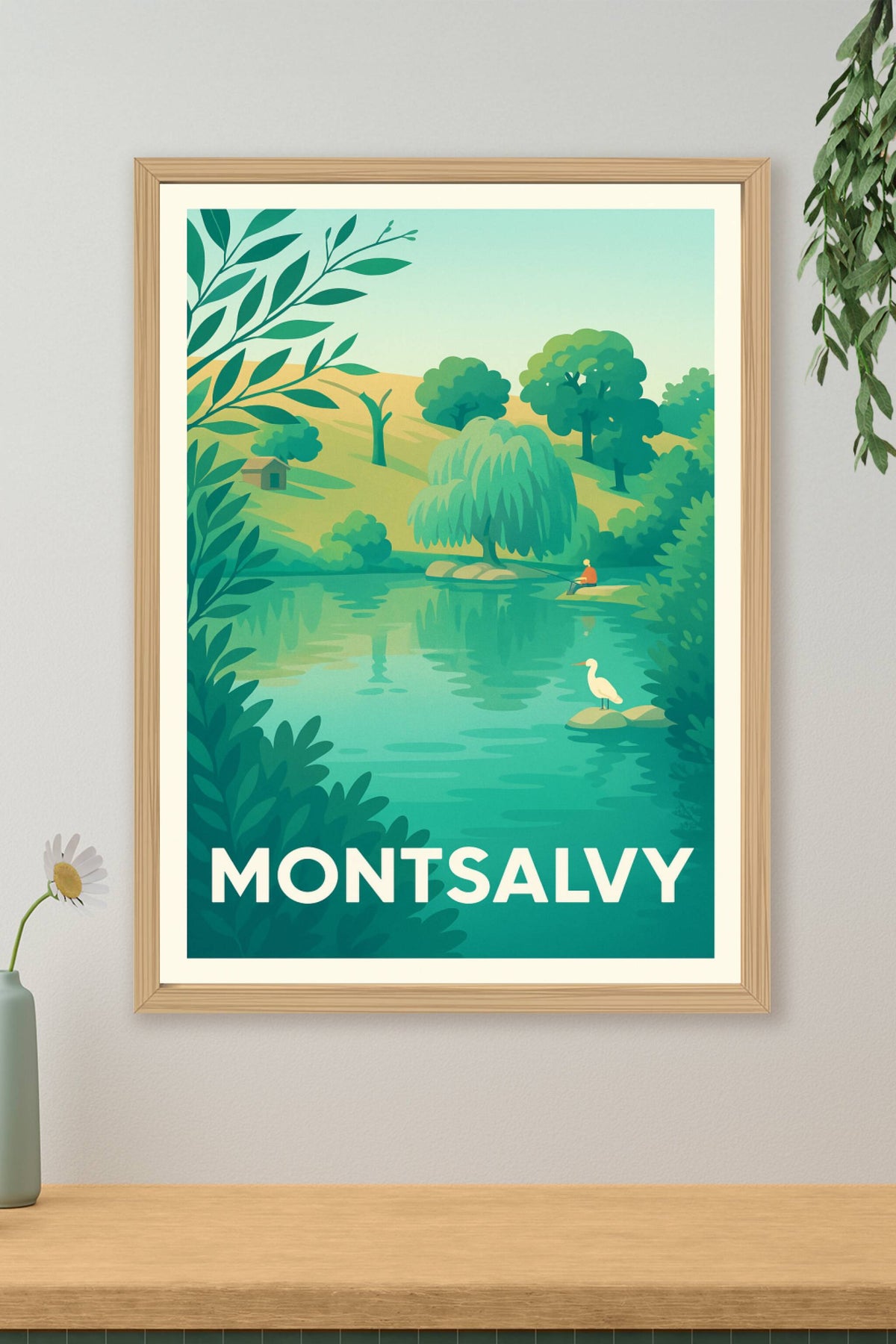 Affiche Montsalvy — Sérénité au bord de l'eau · poster d'art de Montsalvy