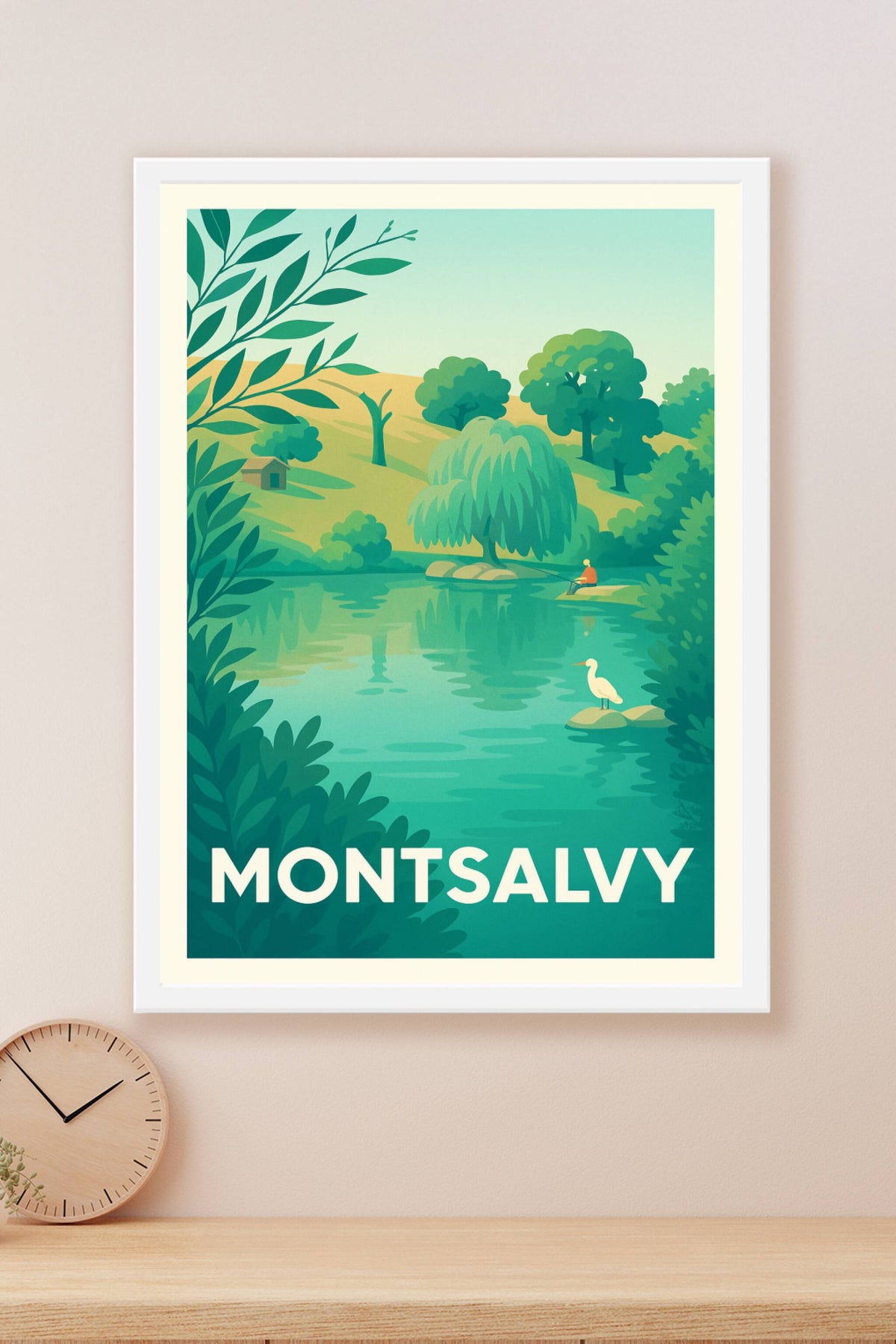 Affiche Montsalvy — Sérénité au bord de l'eau · poster d'art de Montsalvy