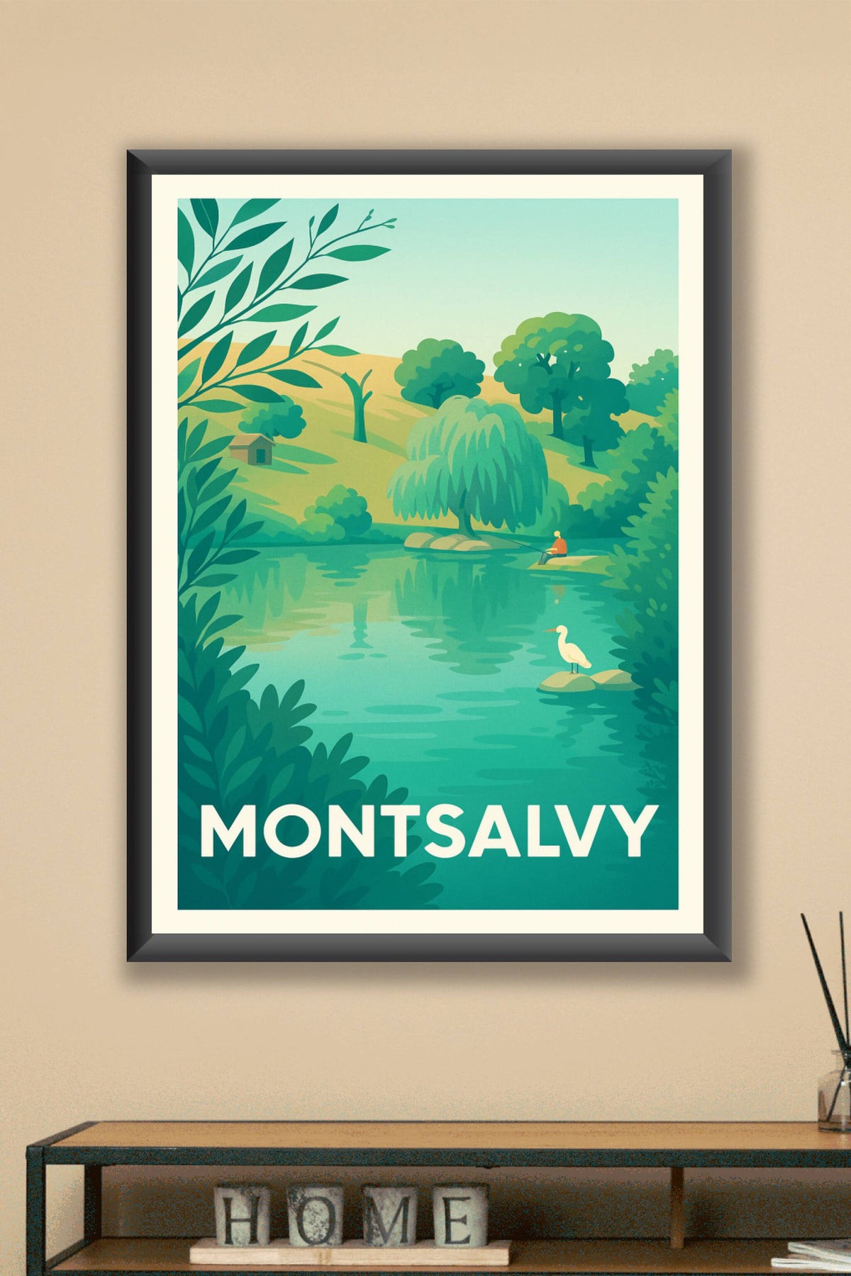 Affiche Montsalvy — Sérénité au bord de l'eau · poster d'art de Montsalvy