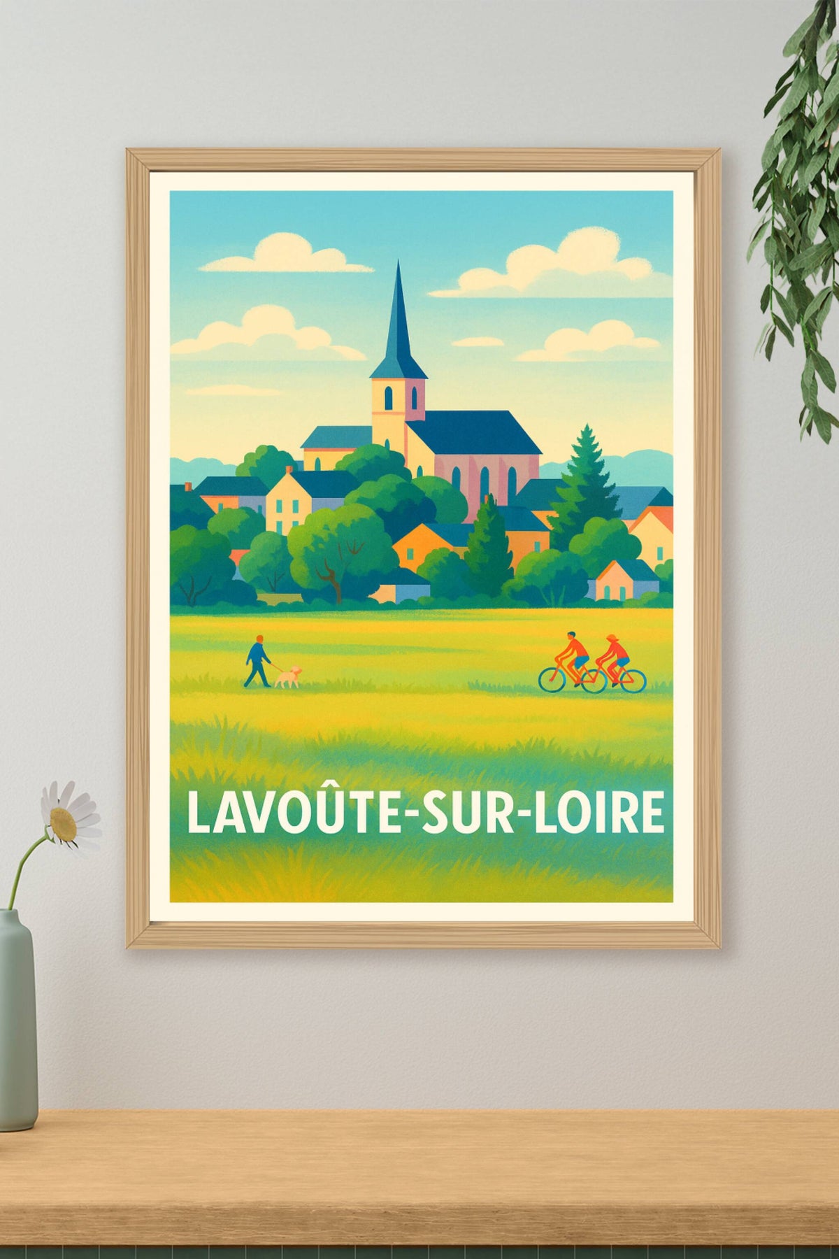 Affiche Lavoûte-sur-Loire — Charme et nature au cœur du village · poster d'art de Lavoûte-sur-Loire