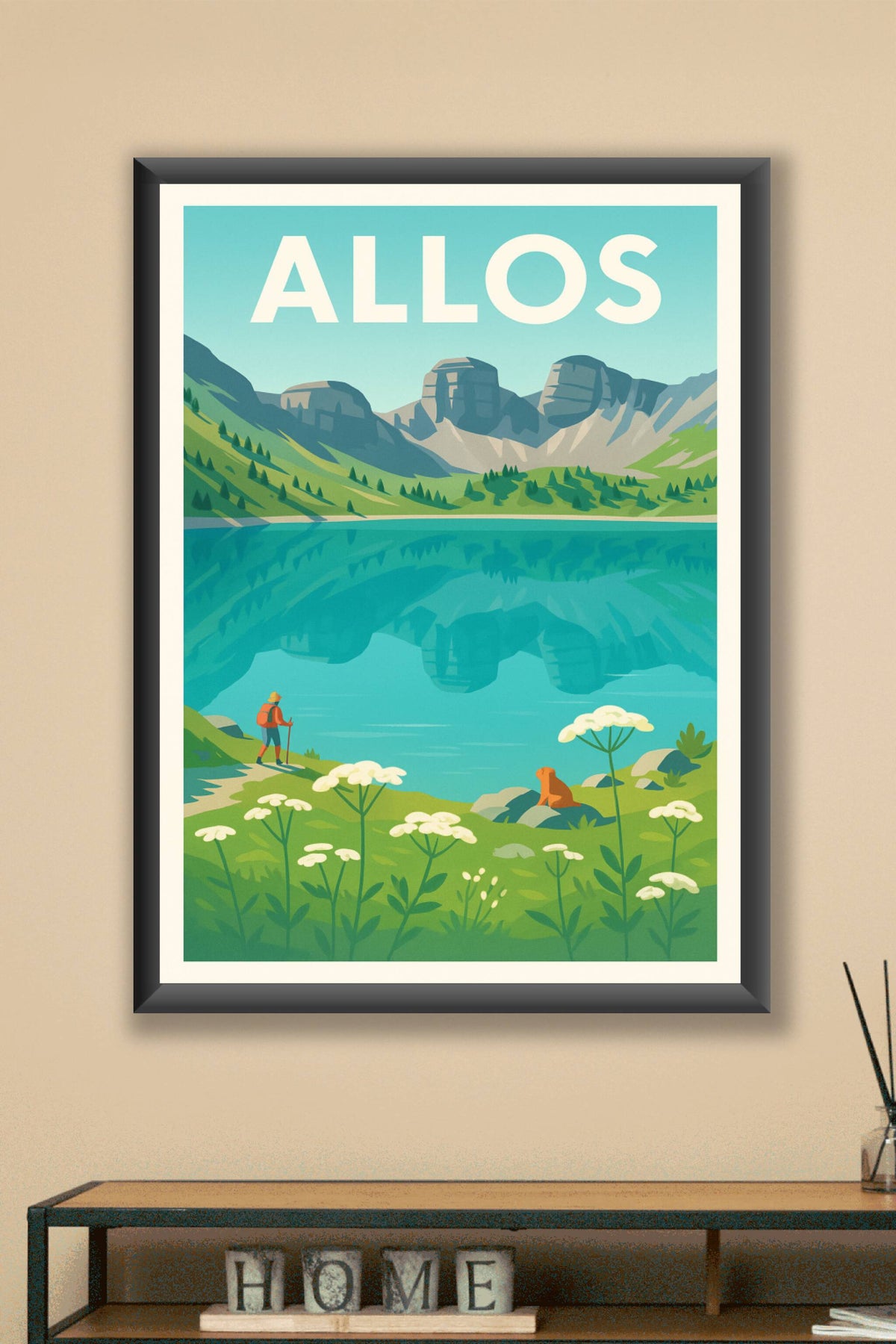 Affiche Allos — Évasion nature au lac de montagne · poster d'art de Allos