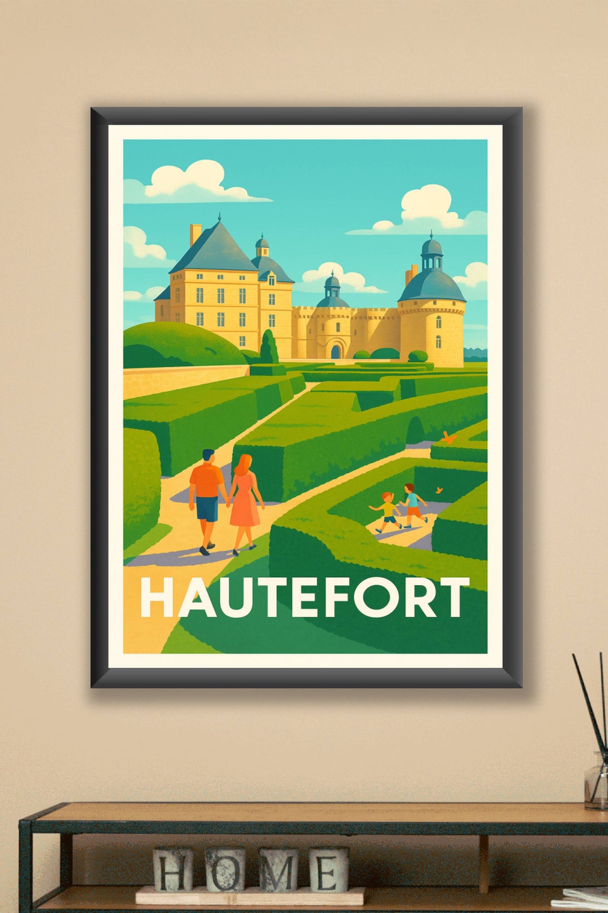 Affiche Hautefort — L'élégance du Château et ses Jardins · poster d'art de Hautefort