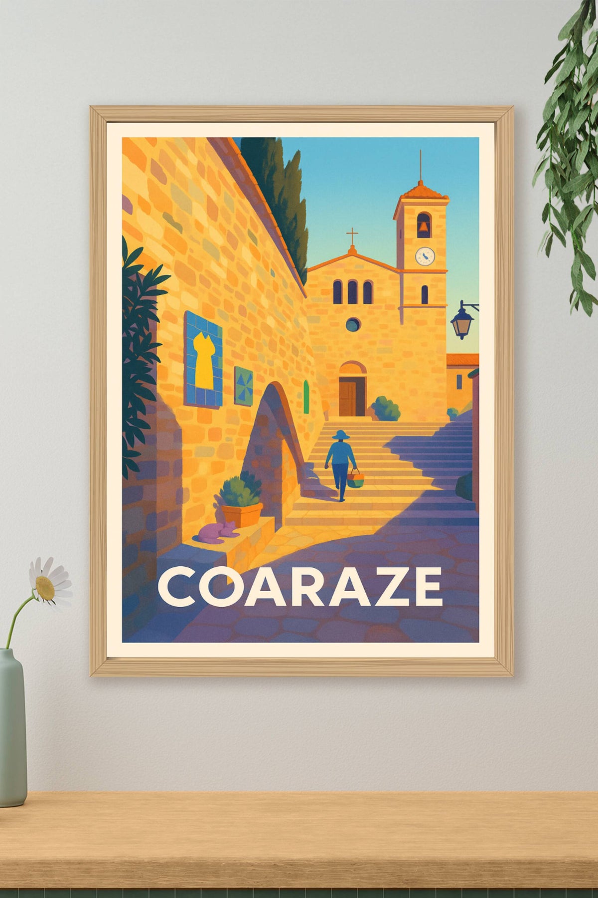 Affiche Coaraze — Charme ensoleillé du village niçois · poster d'art de Coaraze
