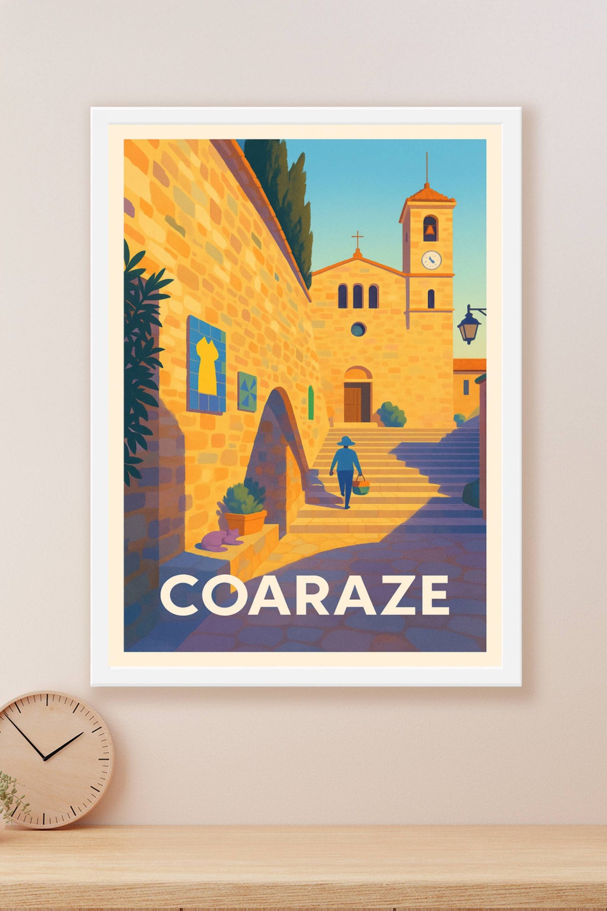 Affiche Coaraze — Charme ensoleillé du village niçois · poster d'art de Coaraze