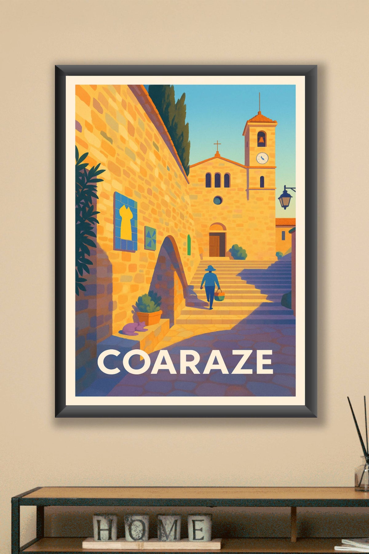 Affiche Coaraze — Charme ensoleillé du village niçois · poster d'art de Coaraze