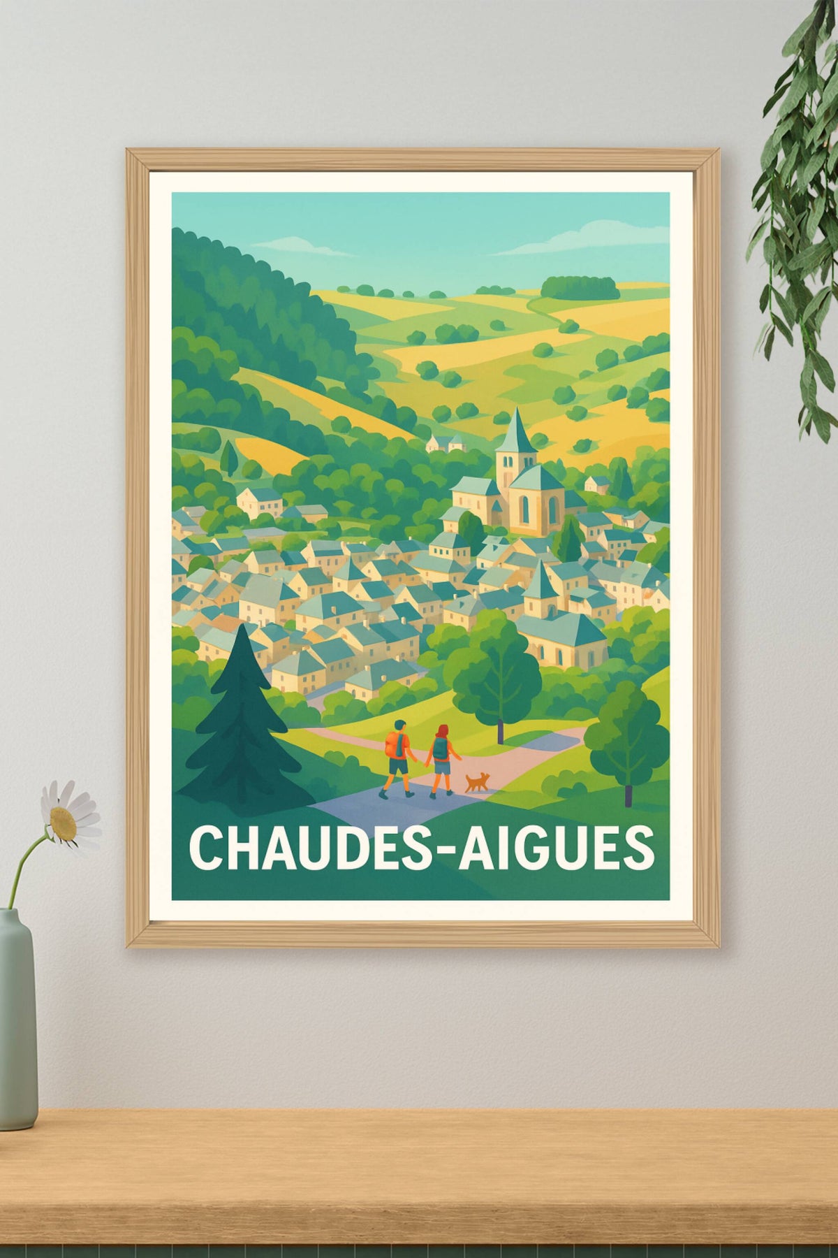 Affiche Chaudes-Aigues — Escapade nature et charme au cœur du Cantal · poster d'art de Chaudes-Aigues