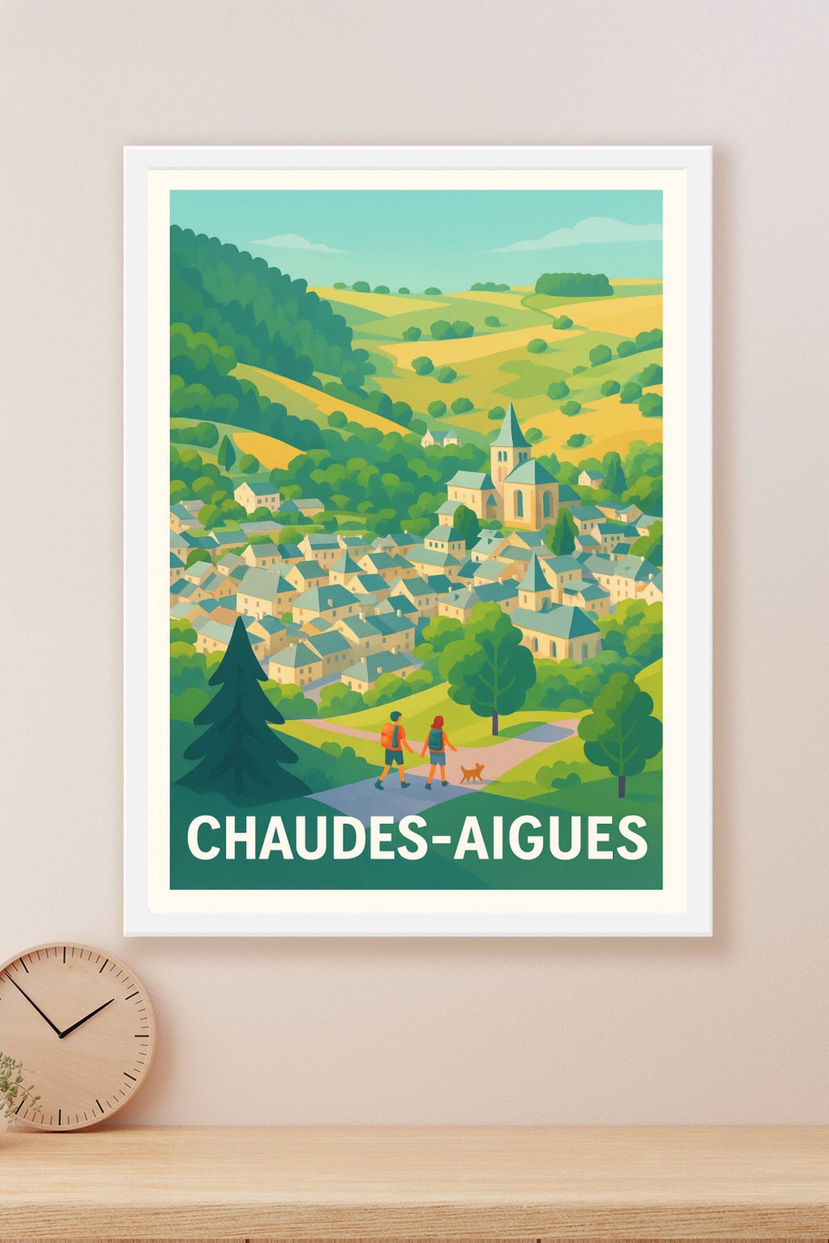 Affiche Chaudes-Aigues — Escapade nature et charme au cœur du Cantal · poster d'art de Chaudes-Aigues