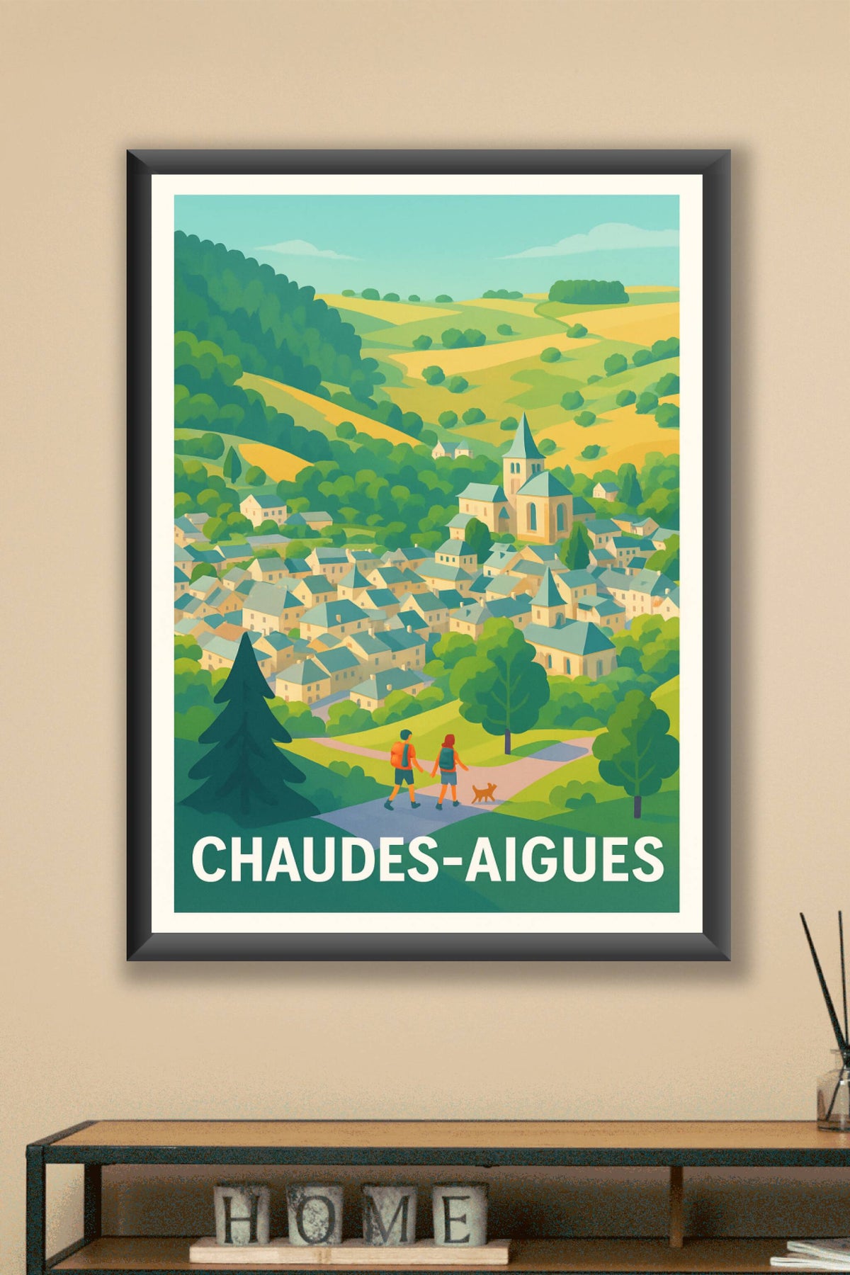 Affiche Chaudes-Aigues — Escapade nature et charme au cœur du Cantal · poster d'art de Chaudes-Aigues