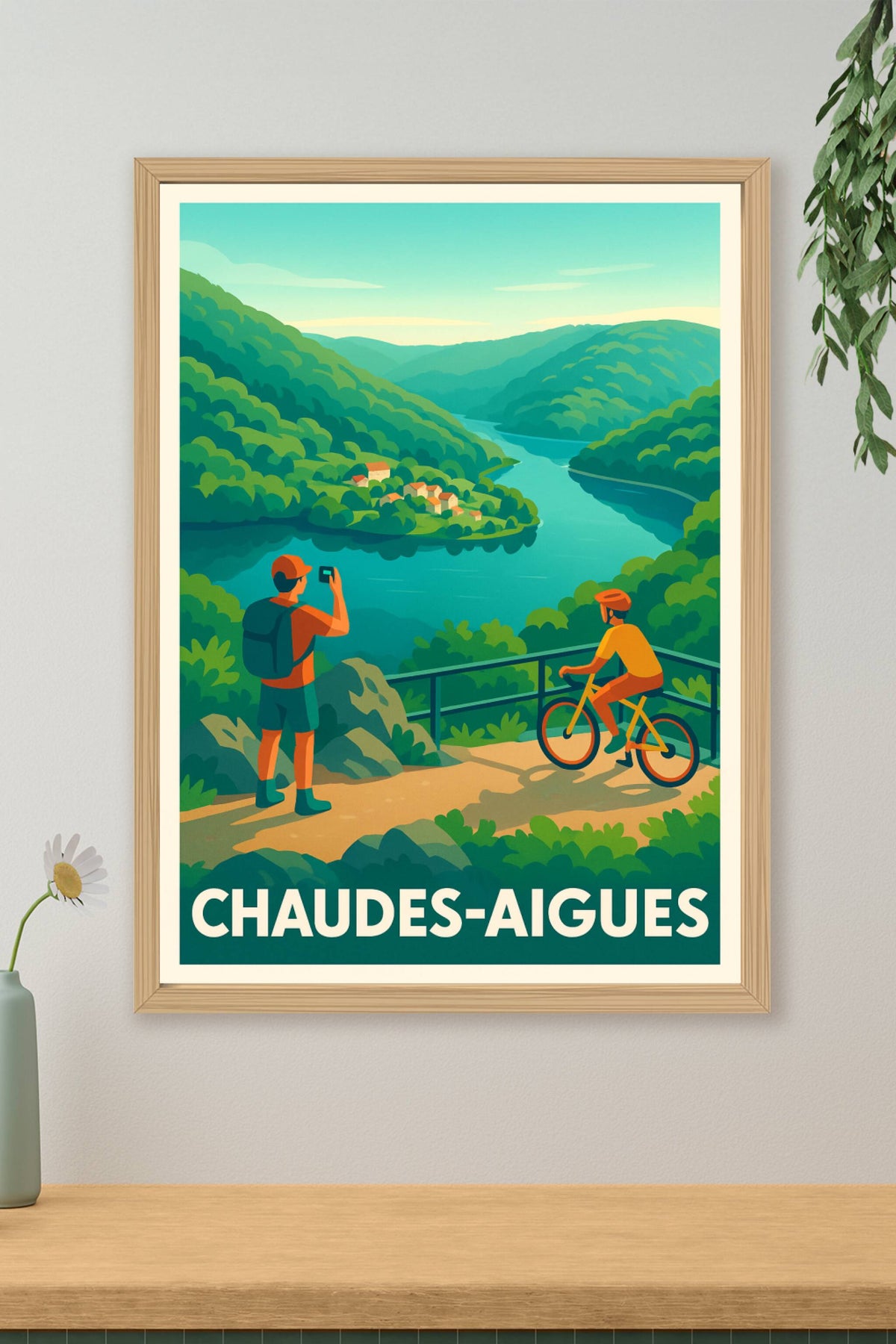 Affiche Chaudès-Aigues — Évasion nature entre rivières et montagnes · poster d'art de Chaudès-Aigues