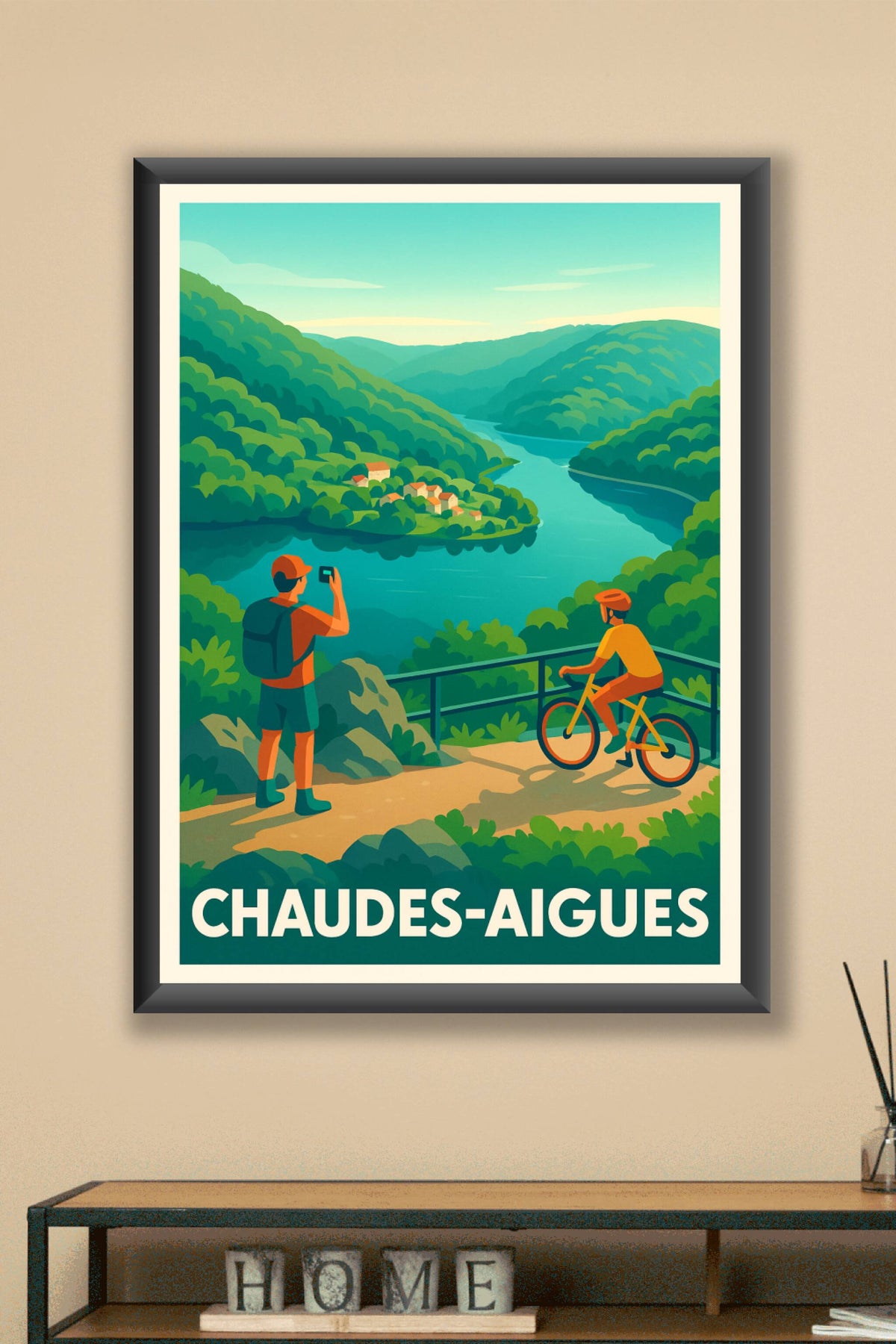Affiche Chaudès-Aigues — Évasion nature entre rivières et montagnes · poster d'art de Chaudès-Aigues