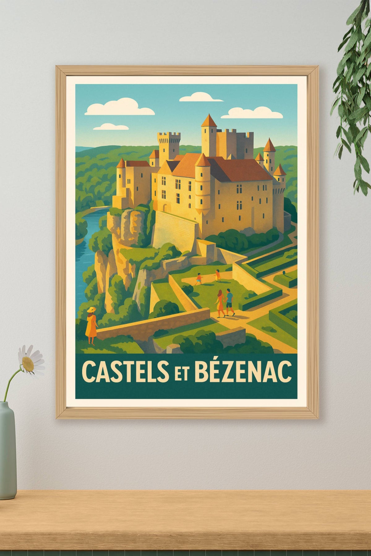 Affiche Castels et Bézenac — L'élégance médiévale au coeur de la Dordogne · poster d'art de Castels et Bézenac