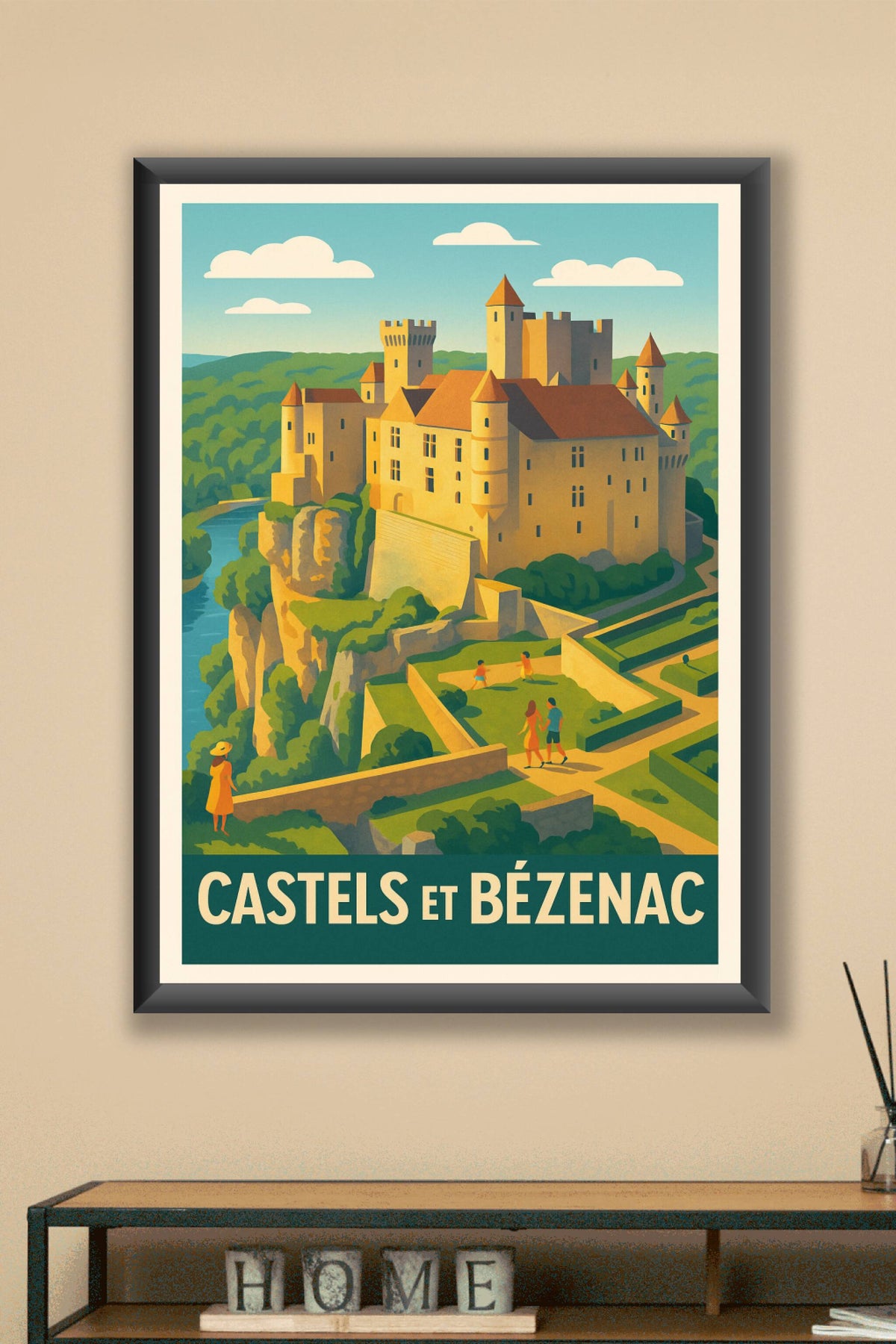 Affiche Castels et Bézenac — L'élégance médiévale au coeur de la Dordogne · poster d'art de Castels et Bézenac