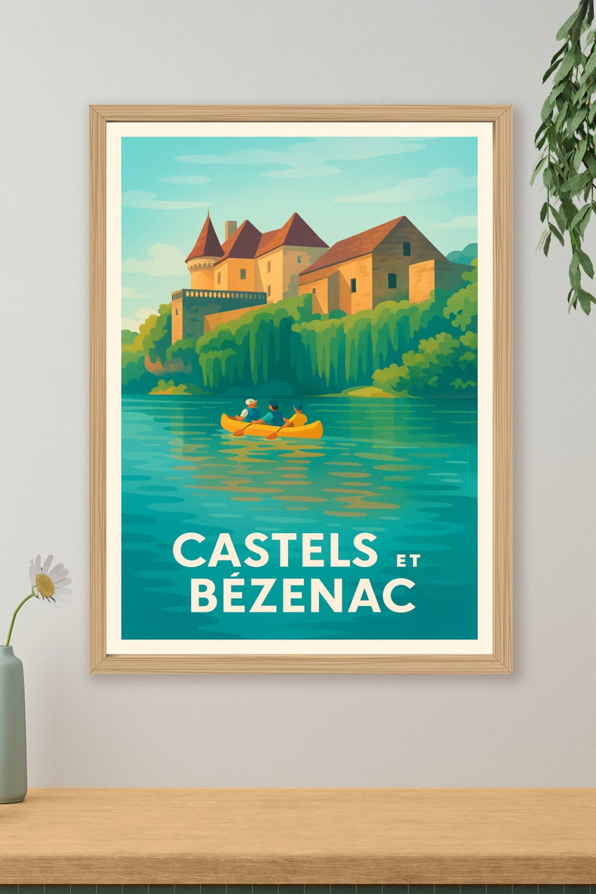 Affiche Castels et Bézenac — Charme et tranquillité au fil de l'eau · poster d'art de Castels et Bézenac