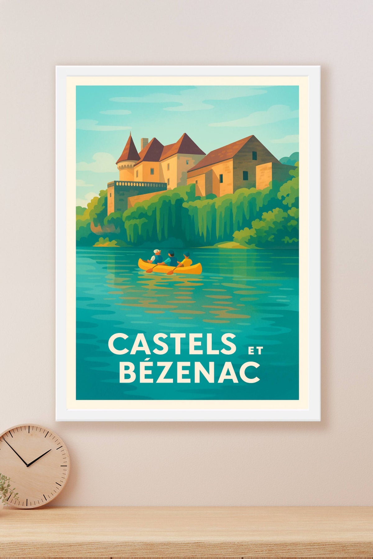 Affiche Castels et Bézenac — Charme et tranquillité au fil de l'eau · poster d'art de Castels et Bézenac
