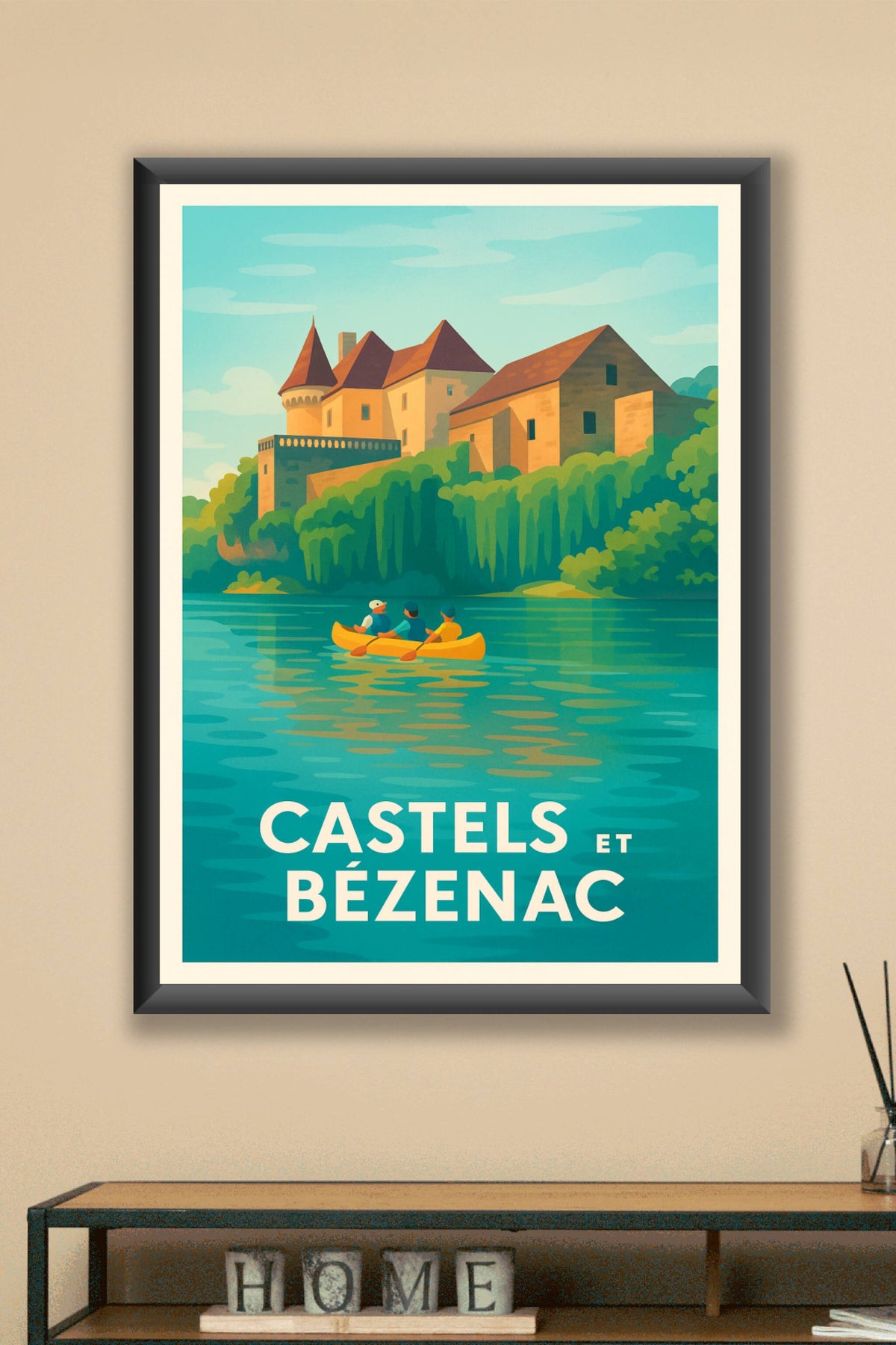 Affiche Castels et Bézenac — Charme et tranquillité au fil de l'eau · poster d'art de Castels et Bézenac