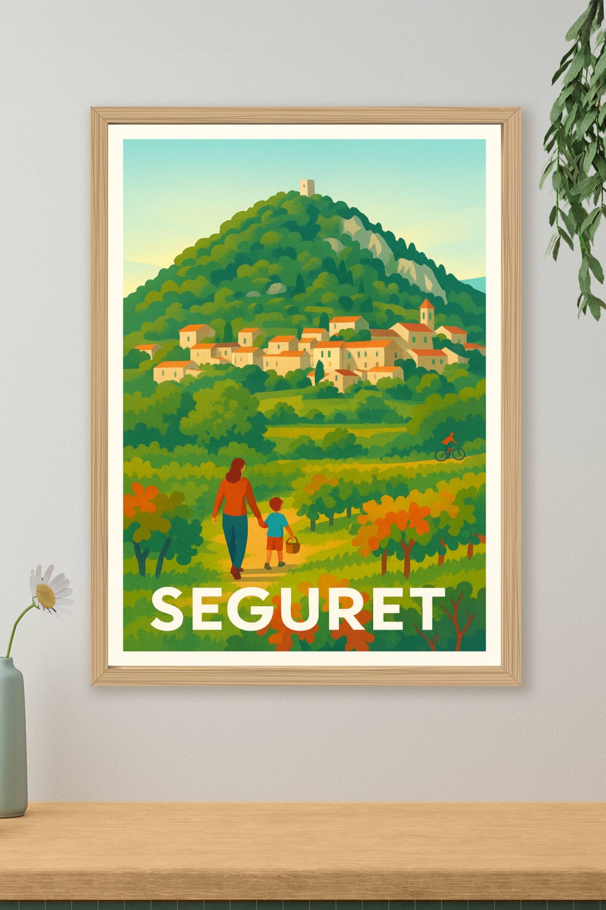 Affiche Séguret — Promenade au cœur du vignoble provençal · poster d'art de Séguret