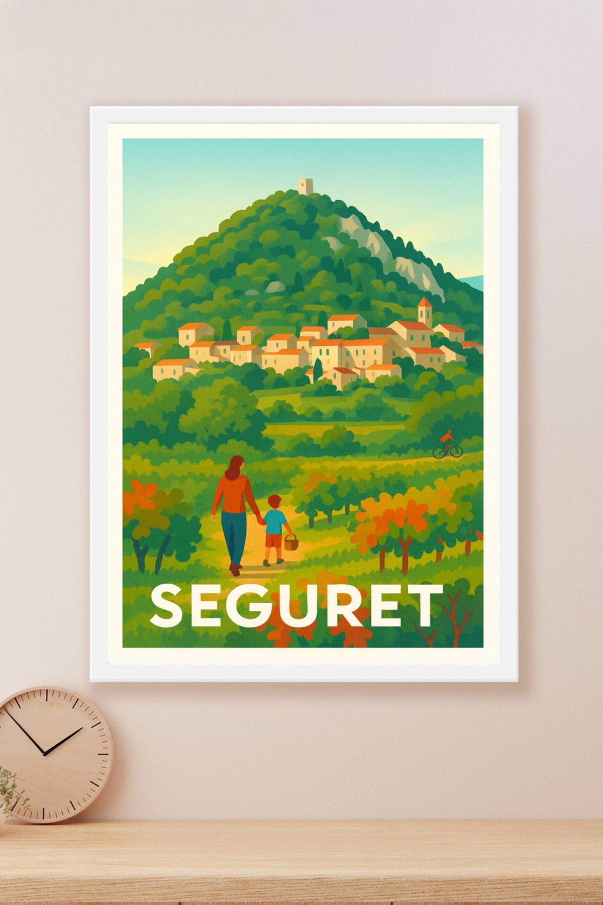 Affiche Séguret — Promenade au cœur du vignoble provençal · poster d'art de Séguret