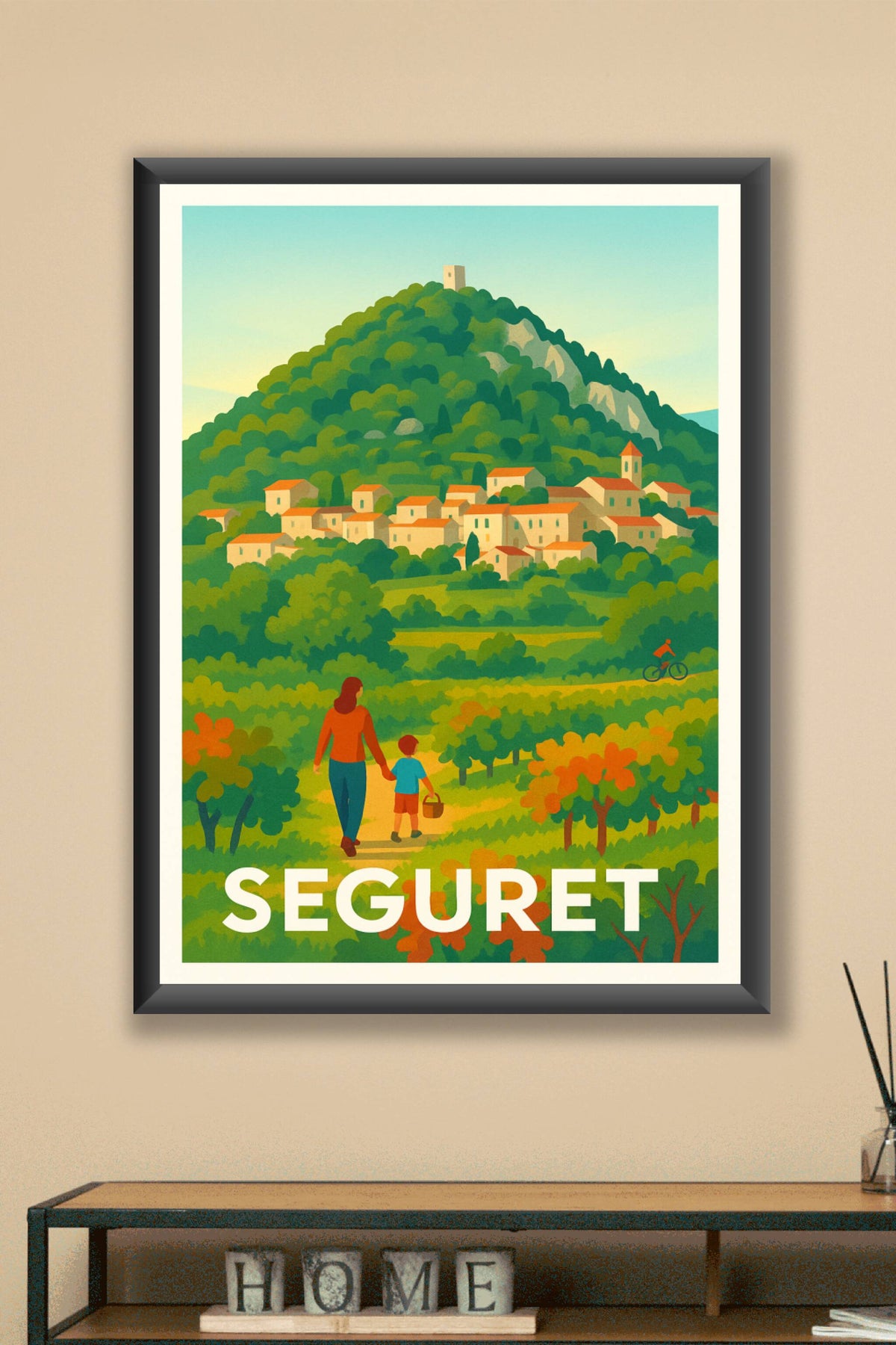 Affiche Séguret — Promenade au cœur du vignoble provençal · poster d'art de Séguret