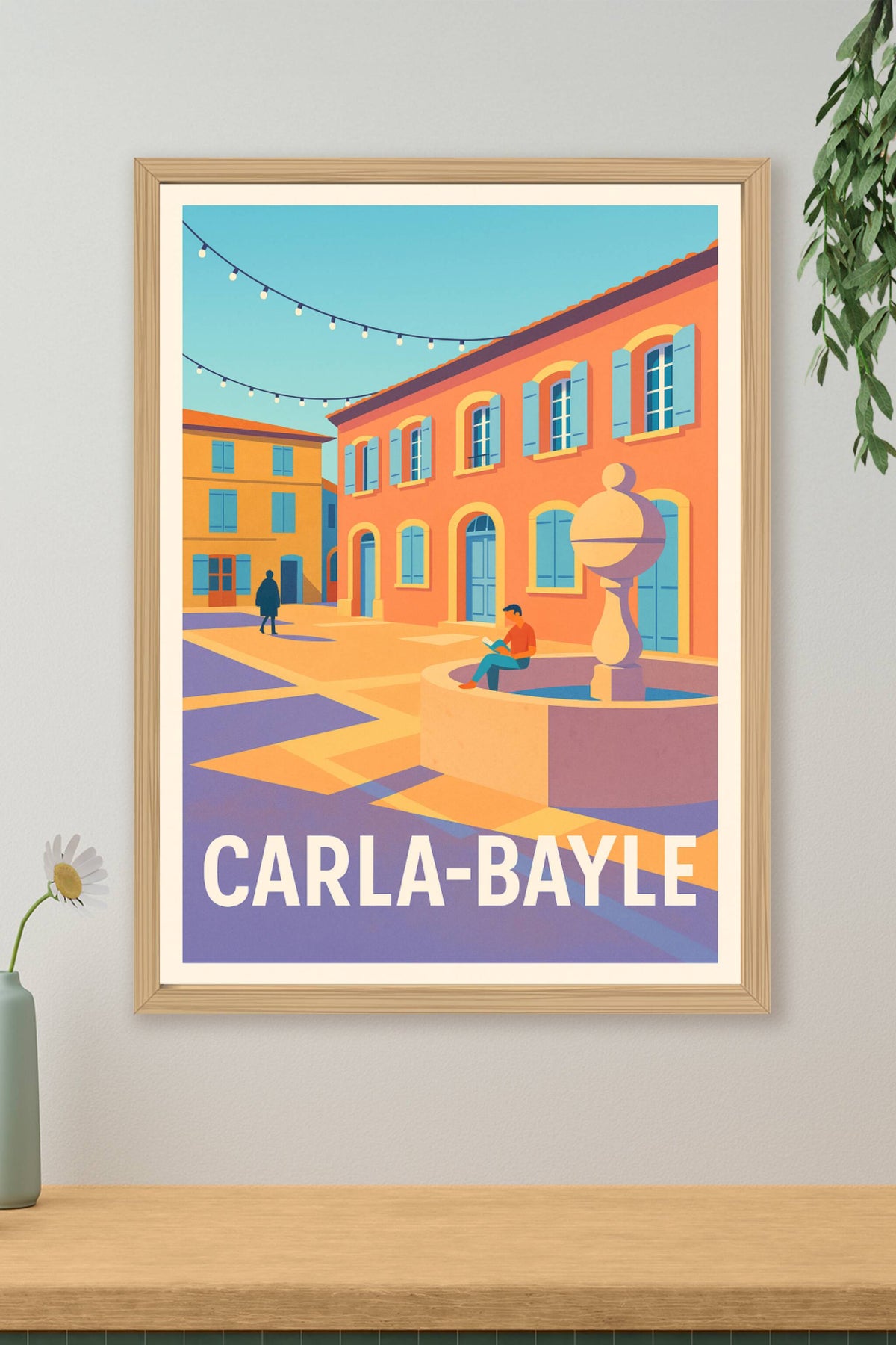 Affiche Carla-Bayle — Charme et douceur d'une place ensoleillée · poster d'art de Carla-Bayle