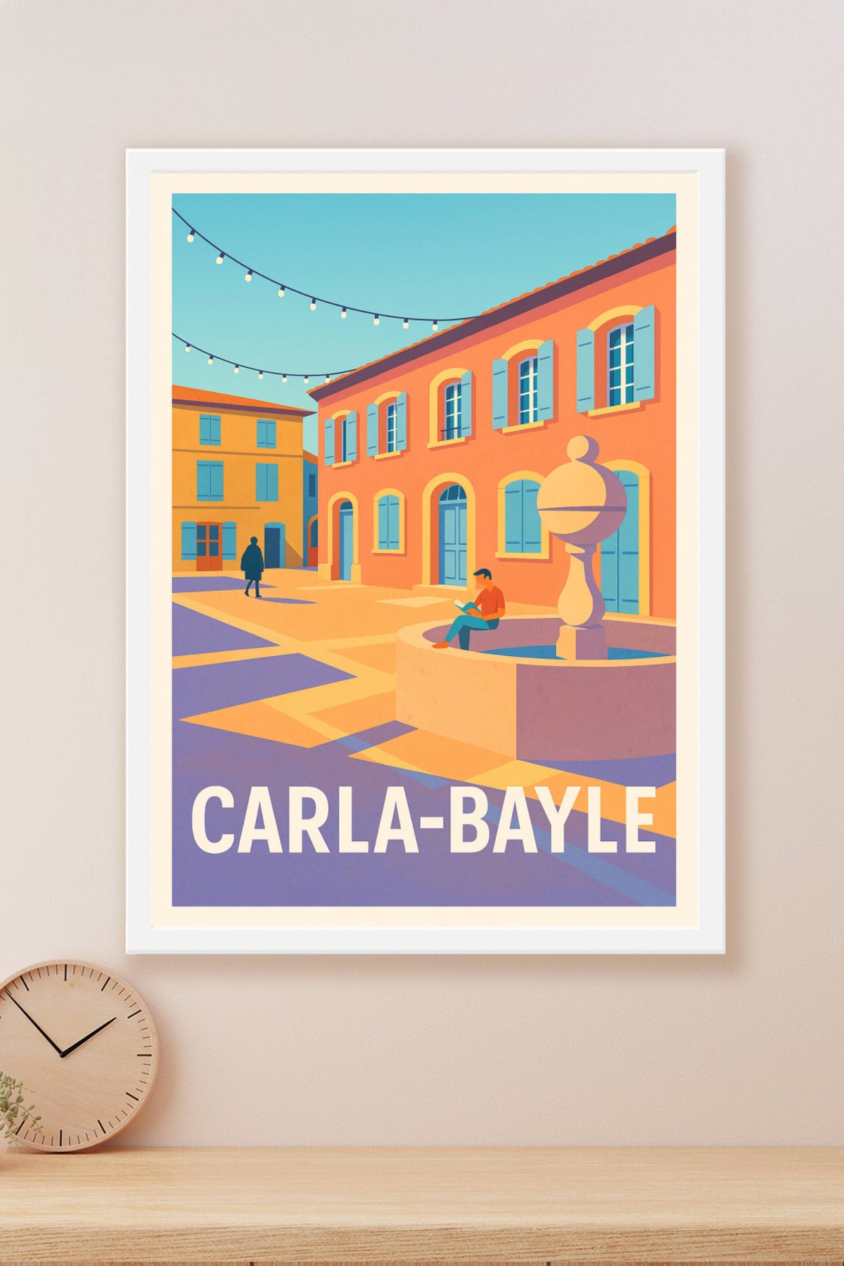 Affiche Carla-Bayle — Charme et douceur d'une place ensoleillée · poster d'art de Carla-Bayle