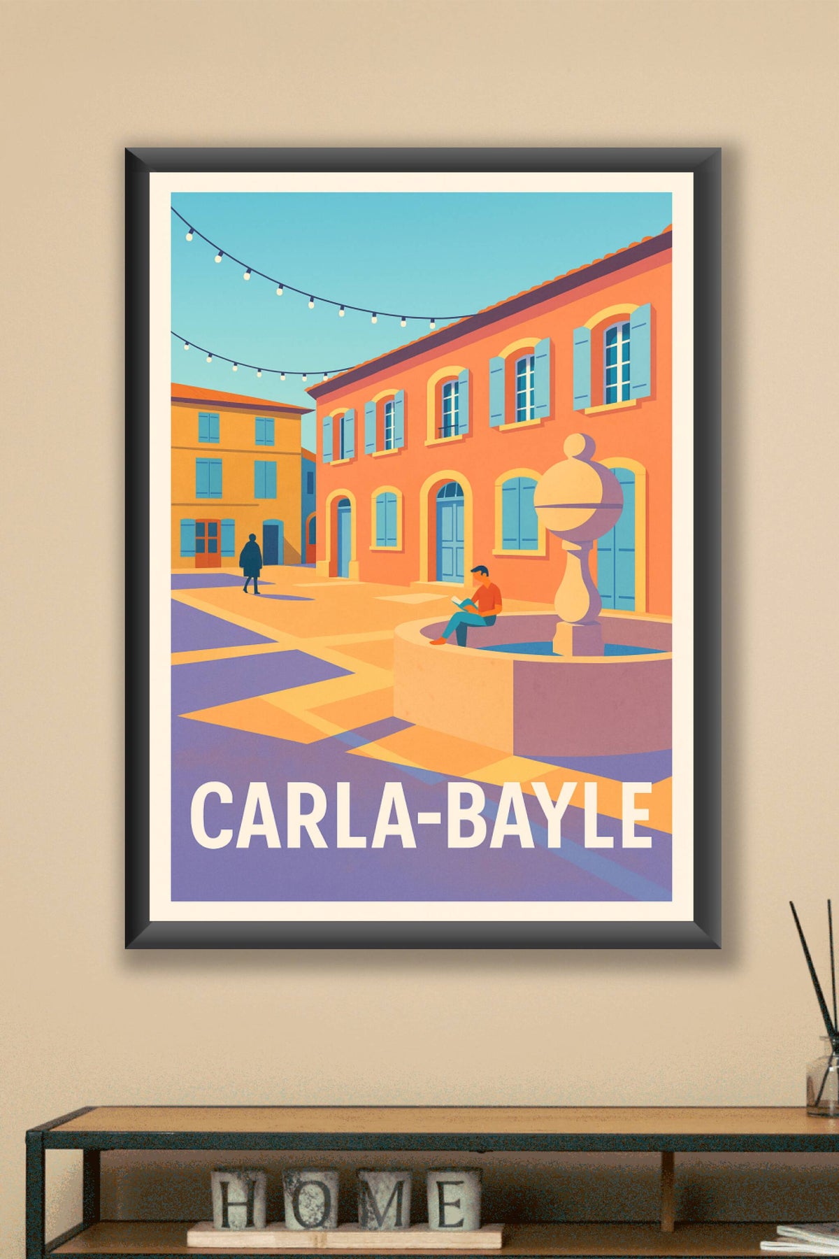 Affiche Carla-Bayle — Charme et douceur d'une place ensoleillée · poster d'art de Carla-Bayle