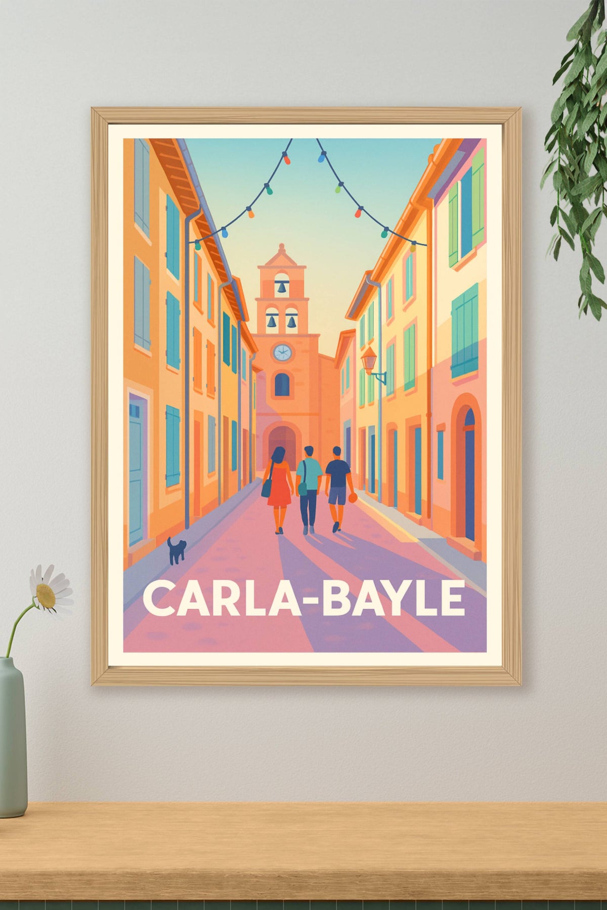 Affiche Carla-Bayle — Balade ensoleillée au cœur du village · poster d'art de Carla-Bayle