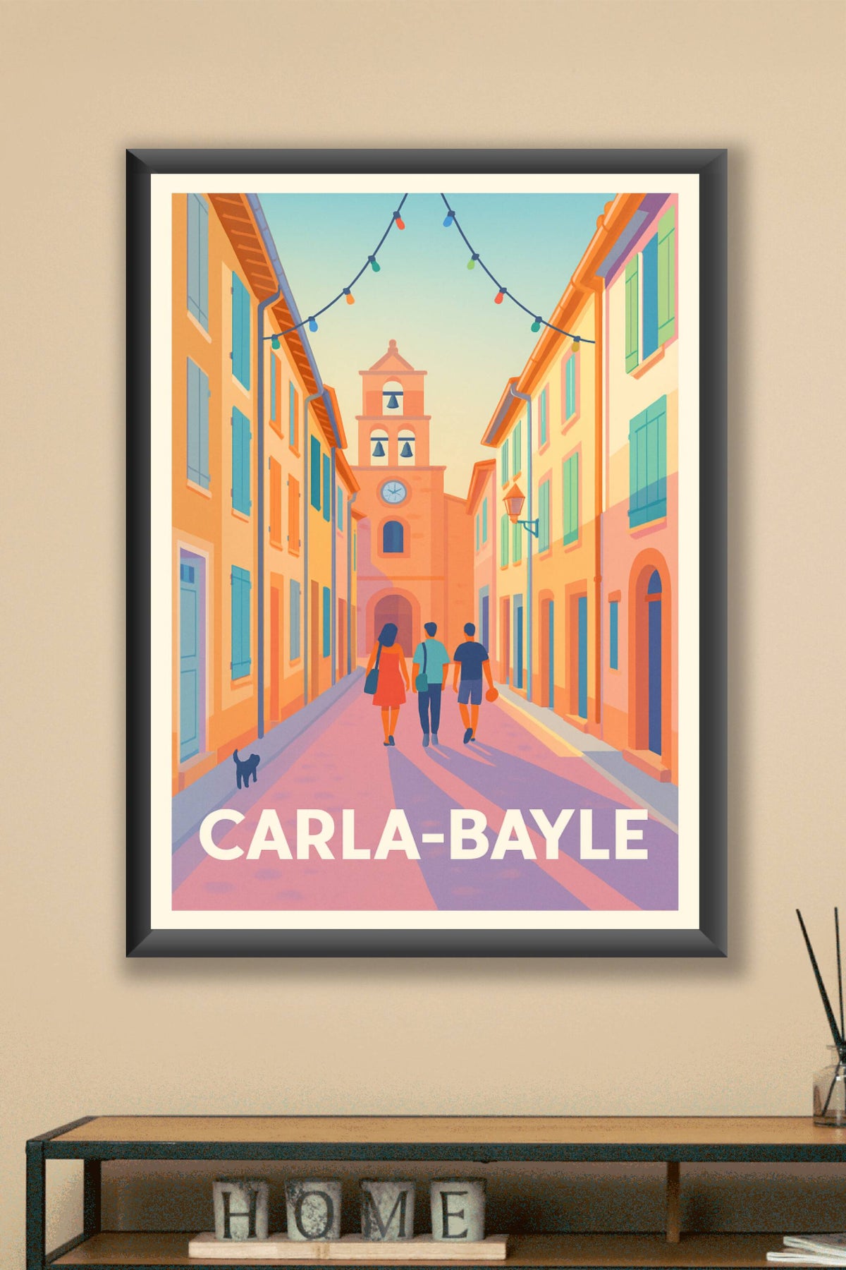 Affiche Carla-Bayle — Balade ensoleillée au cœur du village · poster d'art de Carla-Bayle