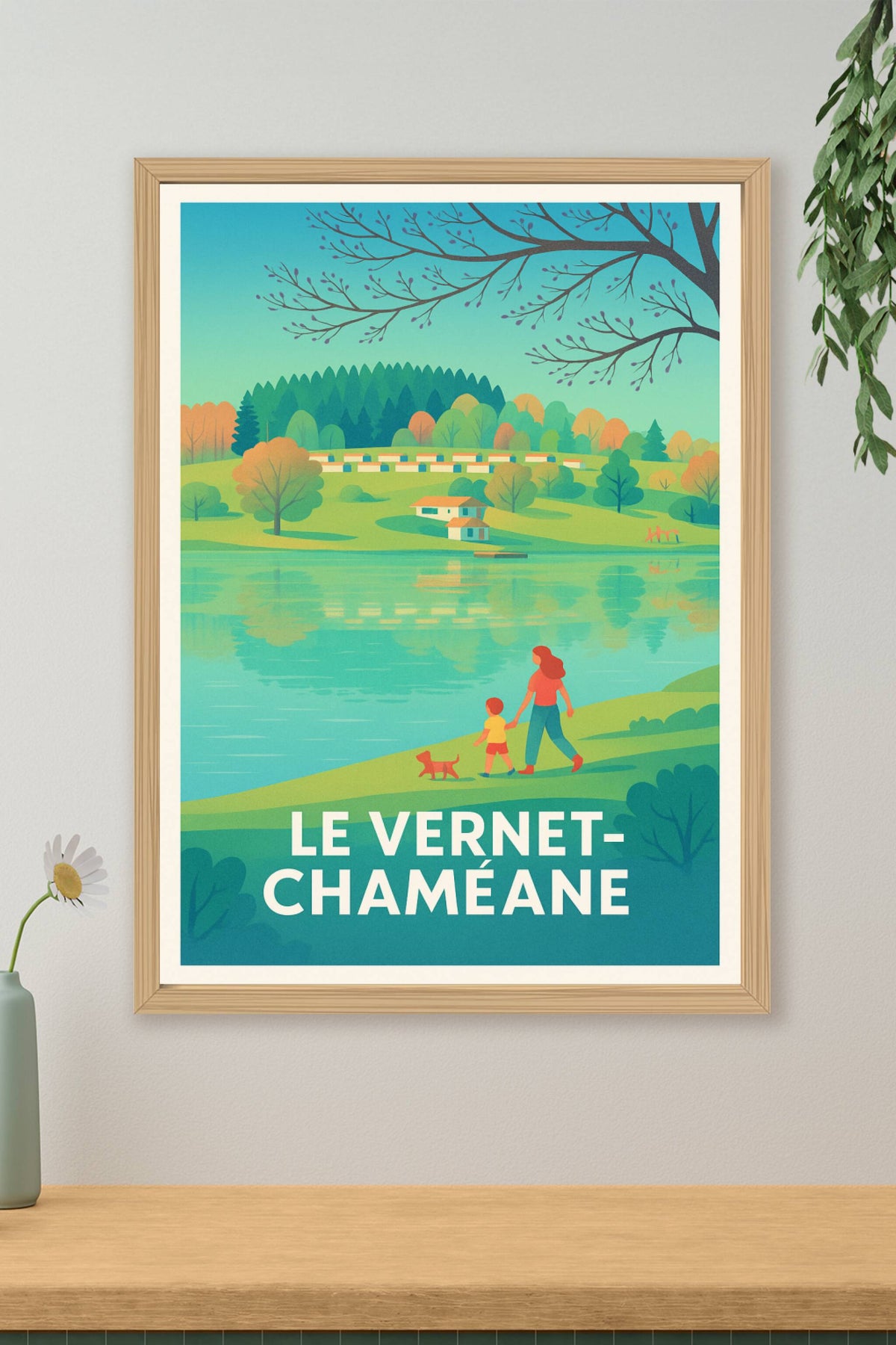 Affiche Le Vernet-Chaméane — Balade au fil de l'eau · poster d'art de Le Vernet-Chaméane